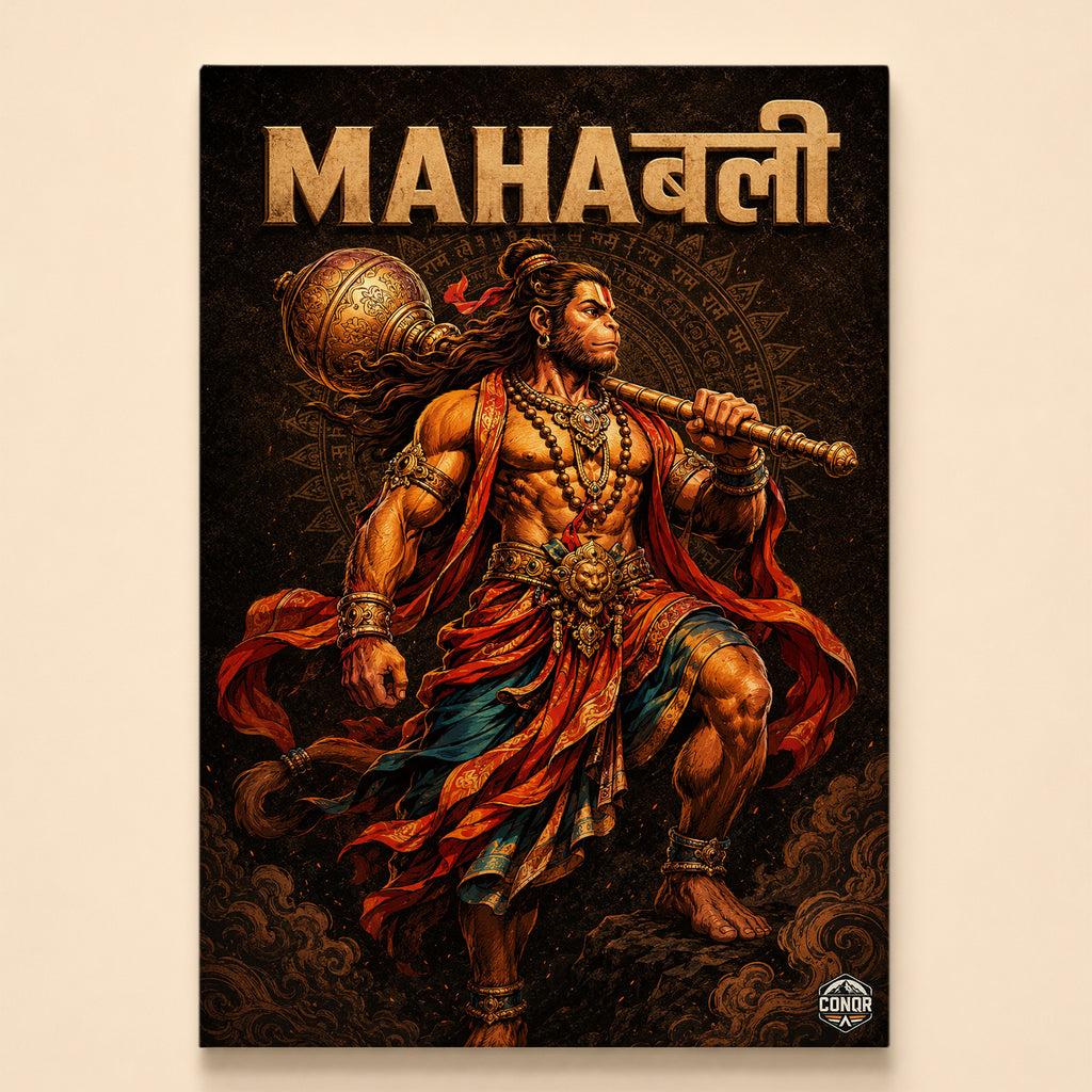 Mahabali Hanuman Warrior - Canvas Wall Art (CONQR_SAN_HAN_03)