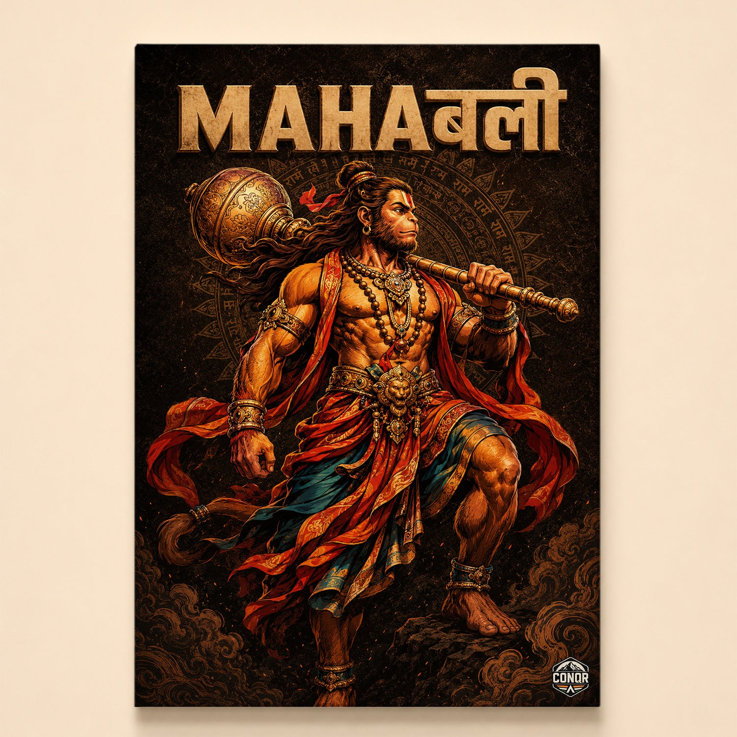 Mahabali Hanuman Warrior - Canvas Wall Art (CONQR_SAN_HAN_03)