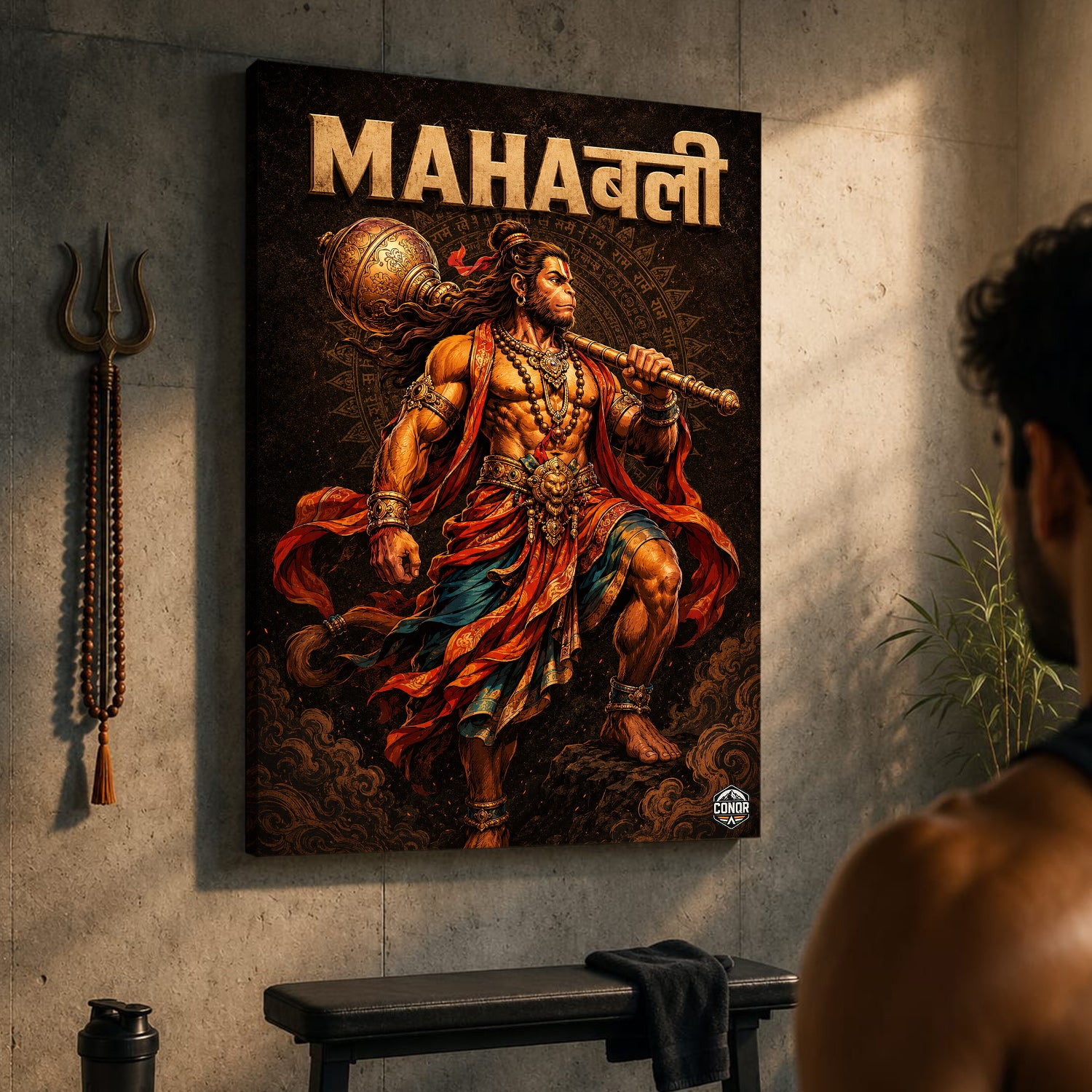 Mahabali Hanuman Warrior - Canvas Wall Art (CONQR_SAN_HAN_03)