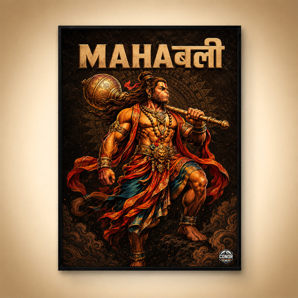 Mahabali Hanuman Warrior - Canvas Wall Art (CONQR_SAN_HAN_03)
