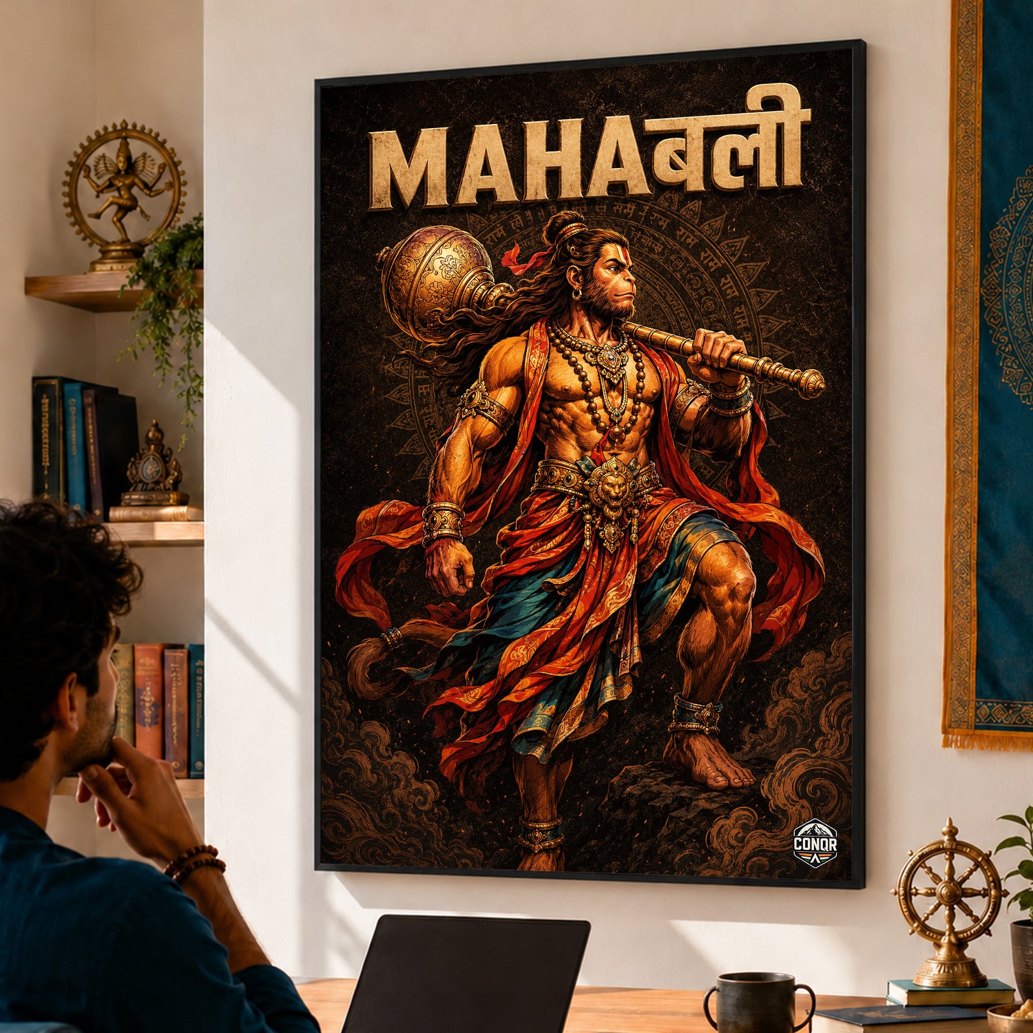 Mahabali Hanuman Warrior - Canvas Wall Art (CONQR_SAN_HAN_03)