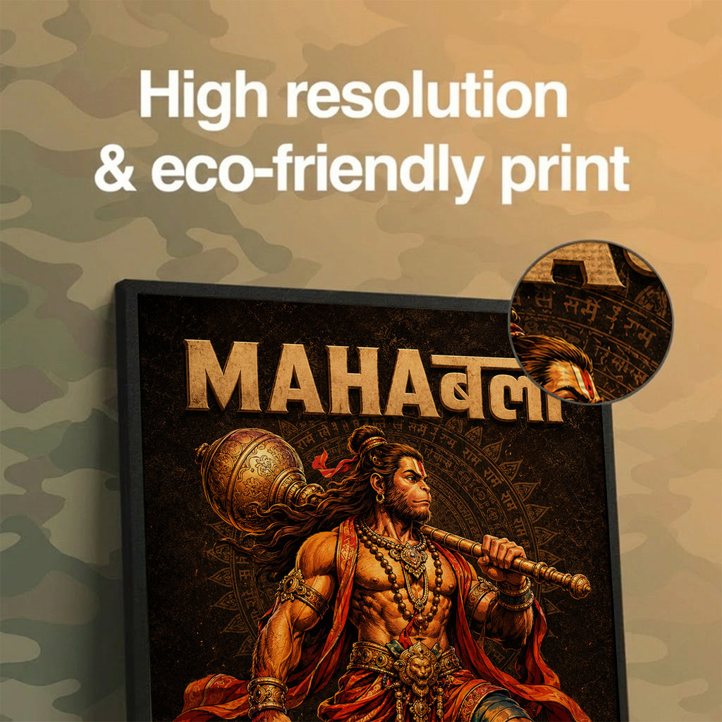Mahabali Hanuman Warrior - Canvas Wall Art (CONQR_SAN_HAN_03)