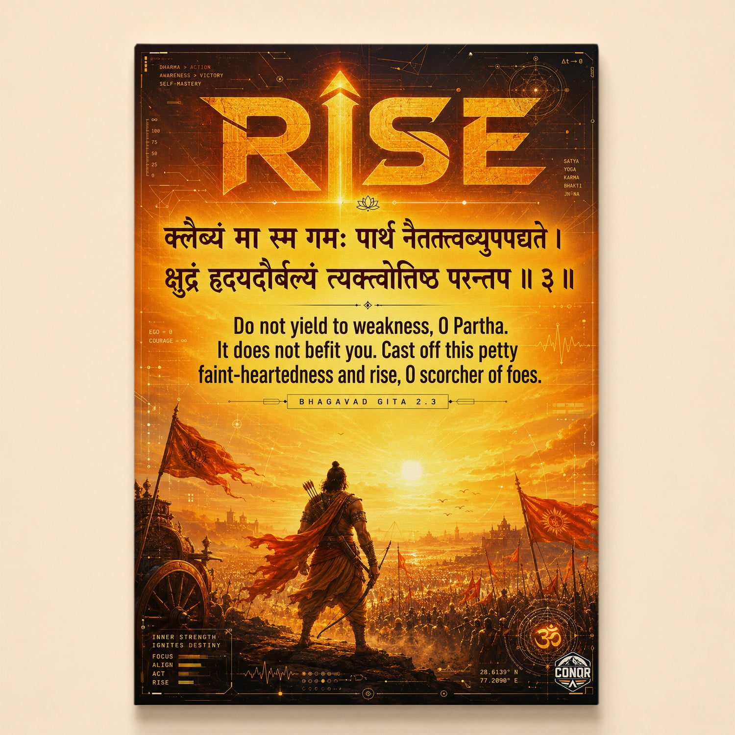 Rise From Weakness Bhagavad Gita Wall Art (CONQR-SHLK-006)