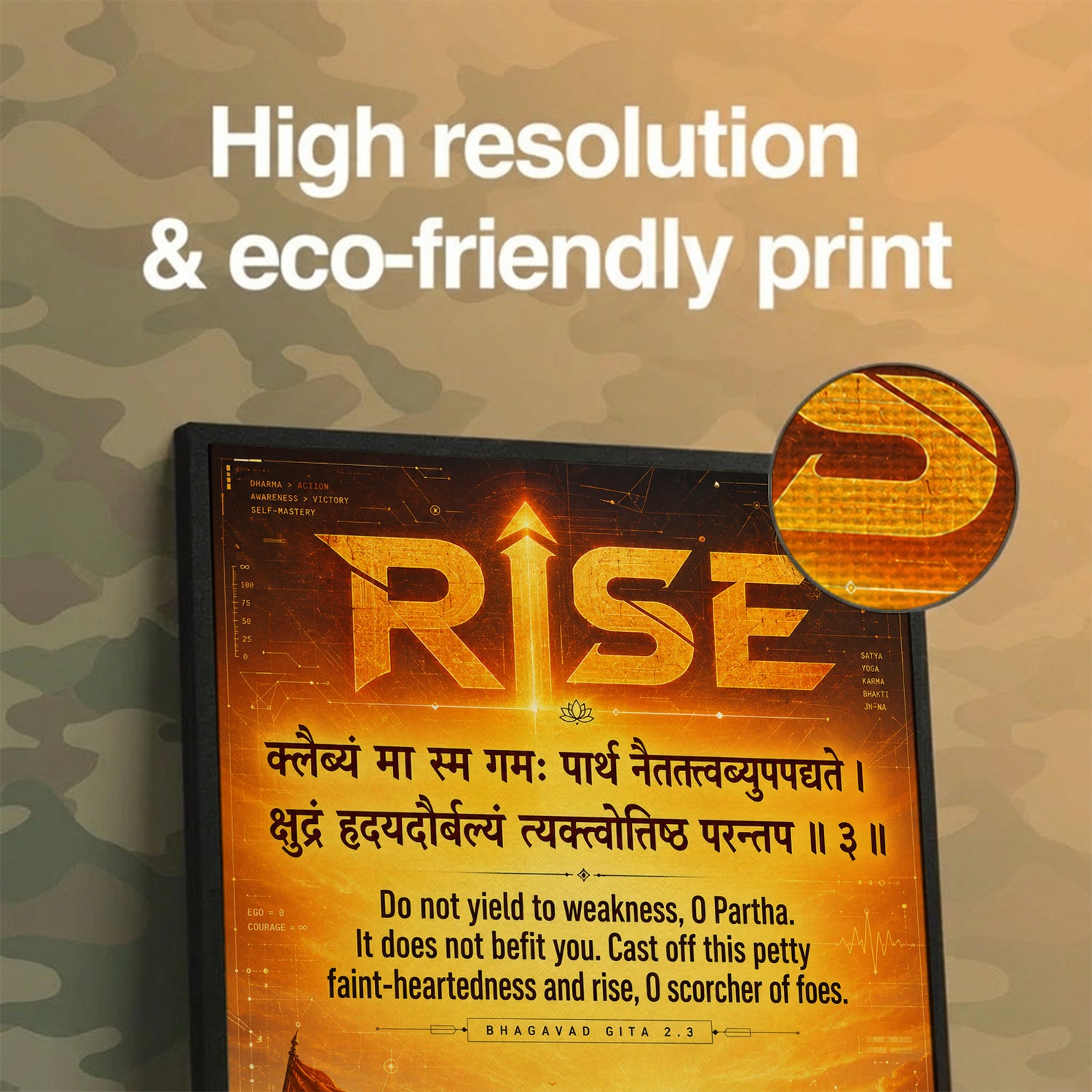 Rise From Weakness Bhagavad Gita Wall Art (CONQR-SHLK-006)