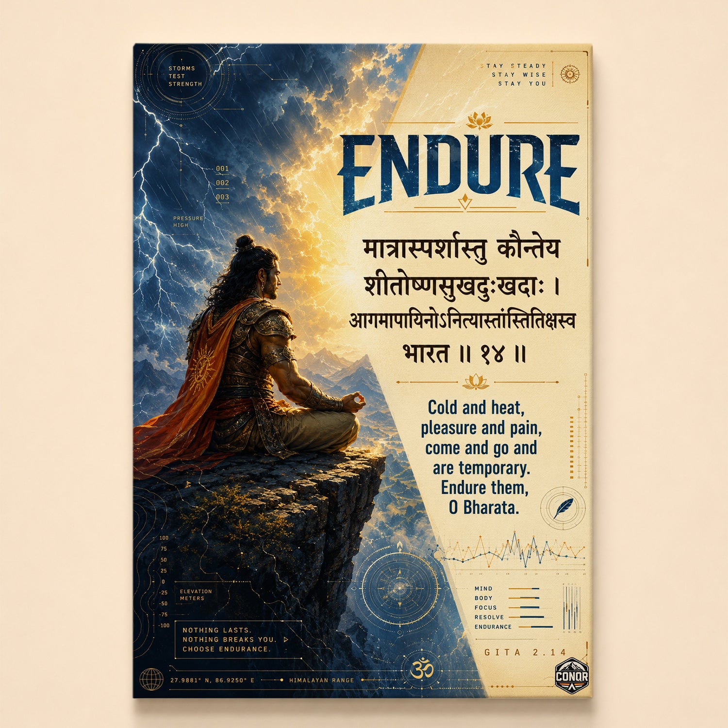 Endure O Bharata Gita Shloka Wall Art (CONQR-SHLK-007)