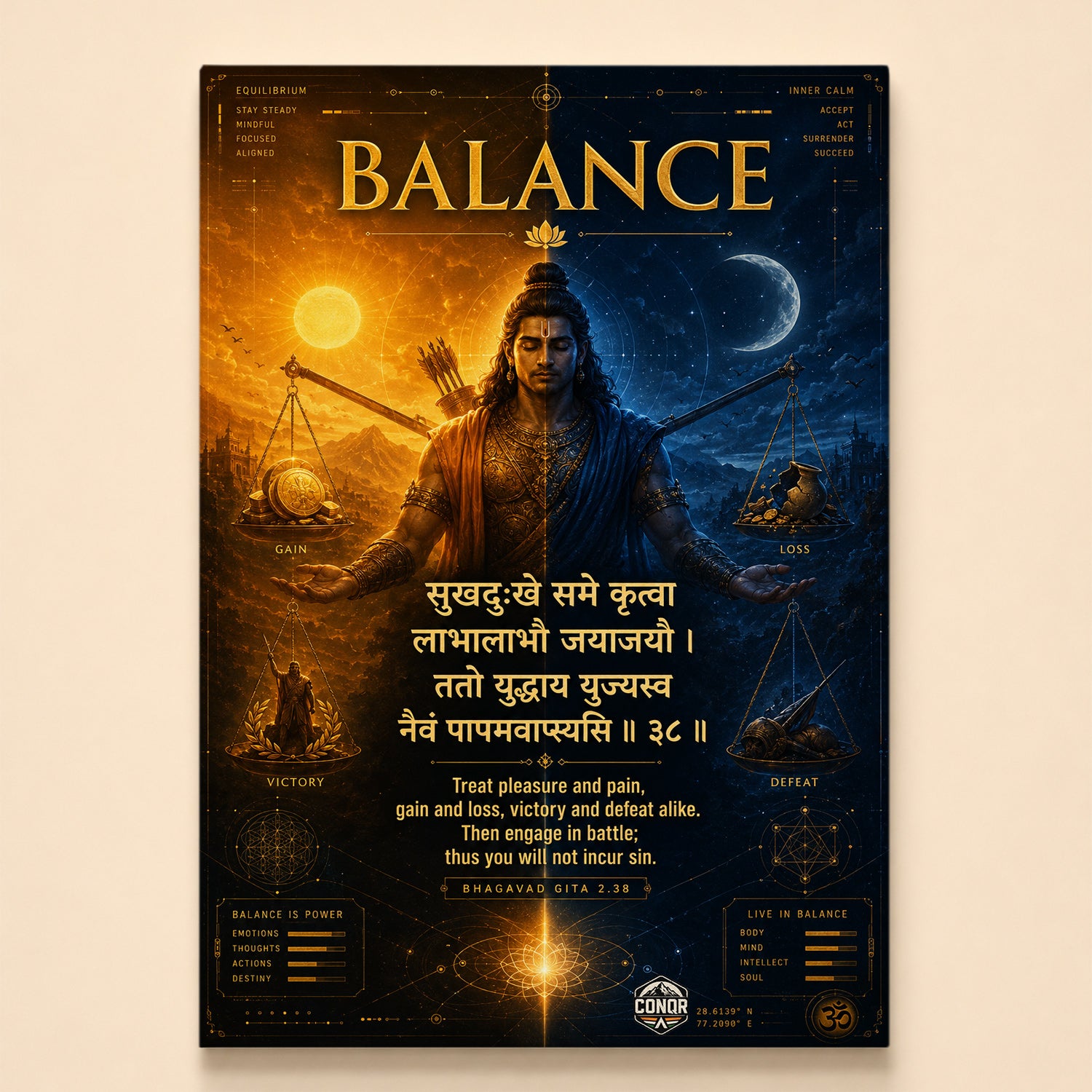 Balance In Joy And Pain Shloka Wall Art (CONQR-SHLK-009)