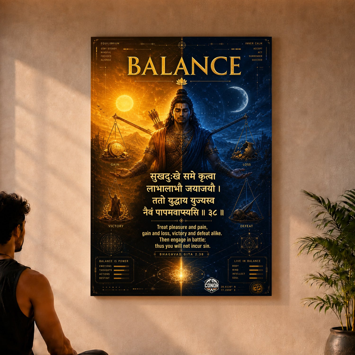 Balance In Joy And Pain Shloka Wall Art (CONQR-SHLK-009)