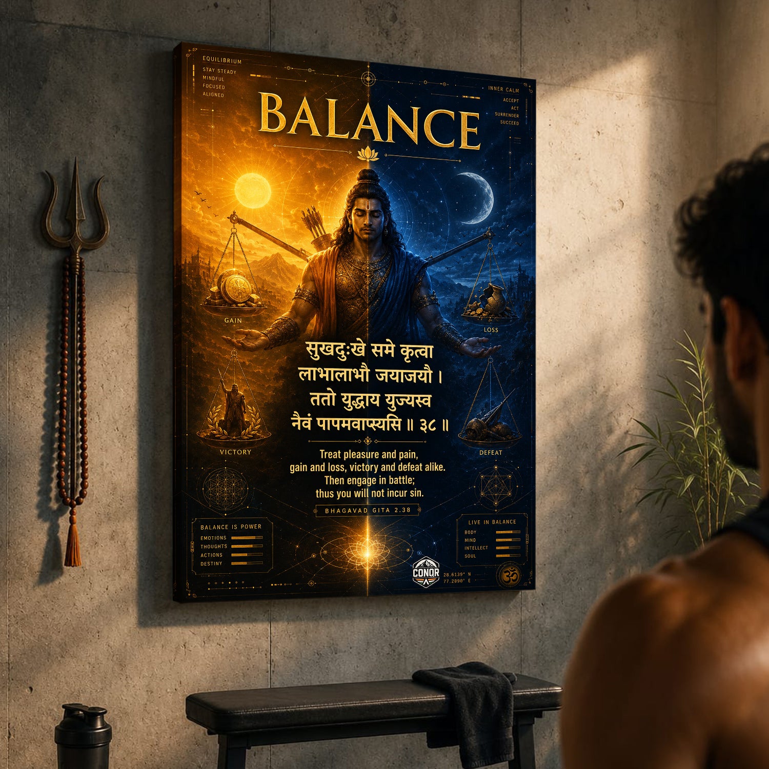 Balance In Joy And Pain Shloka Wall Art (CONQR-SHLK-009)