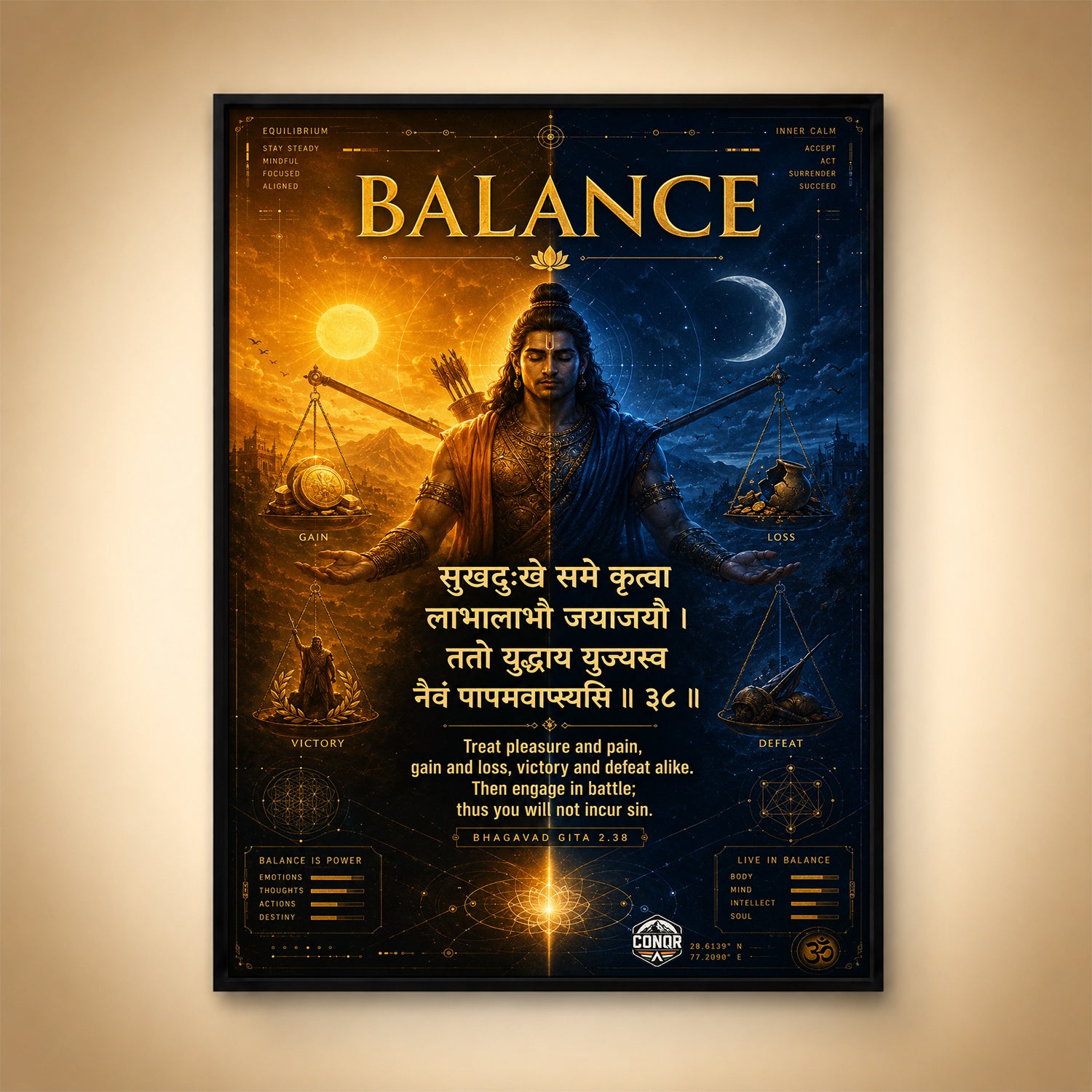 Balance In Joy And Pain Shloka Wall Art (CONQR-SHLK-009)