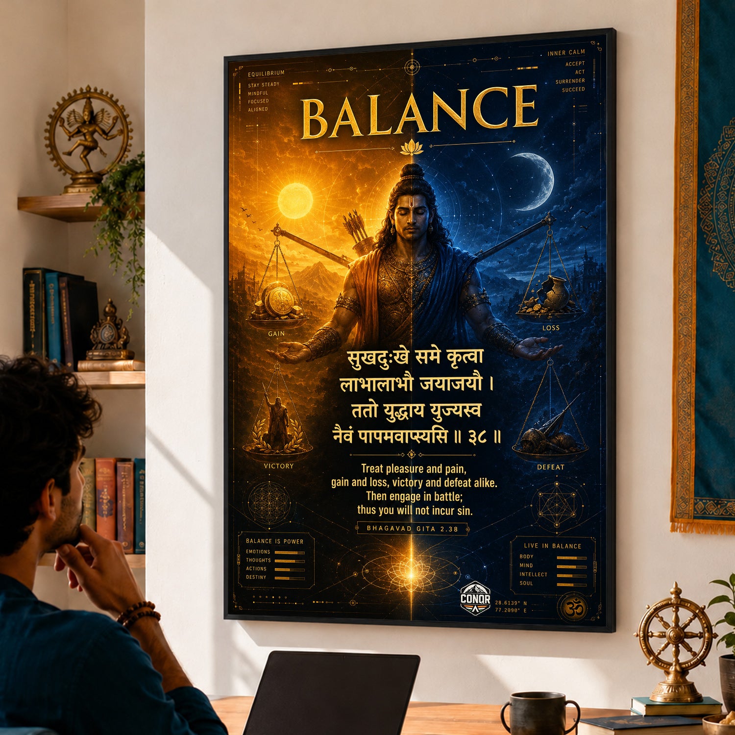 Balance In Joy And Pain Shloka Wall Art (CONQR-SHLK-009)