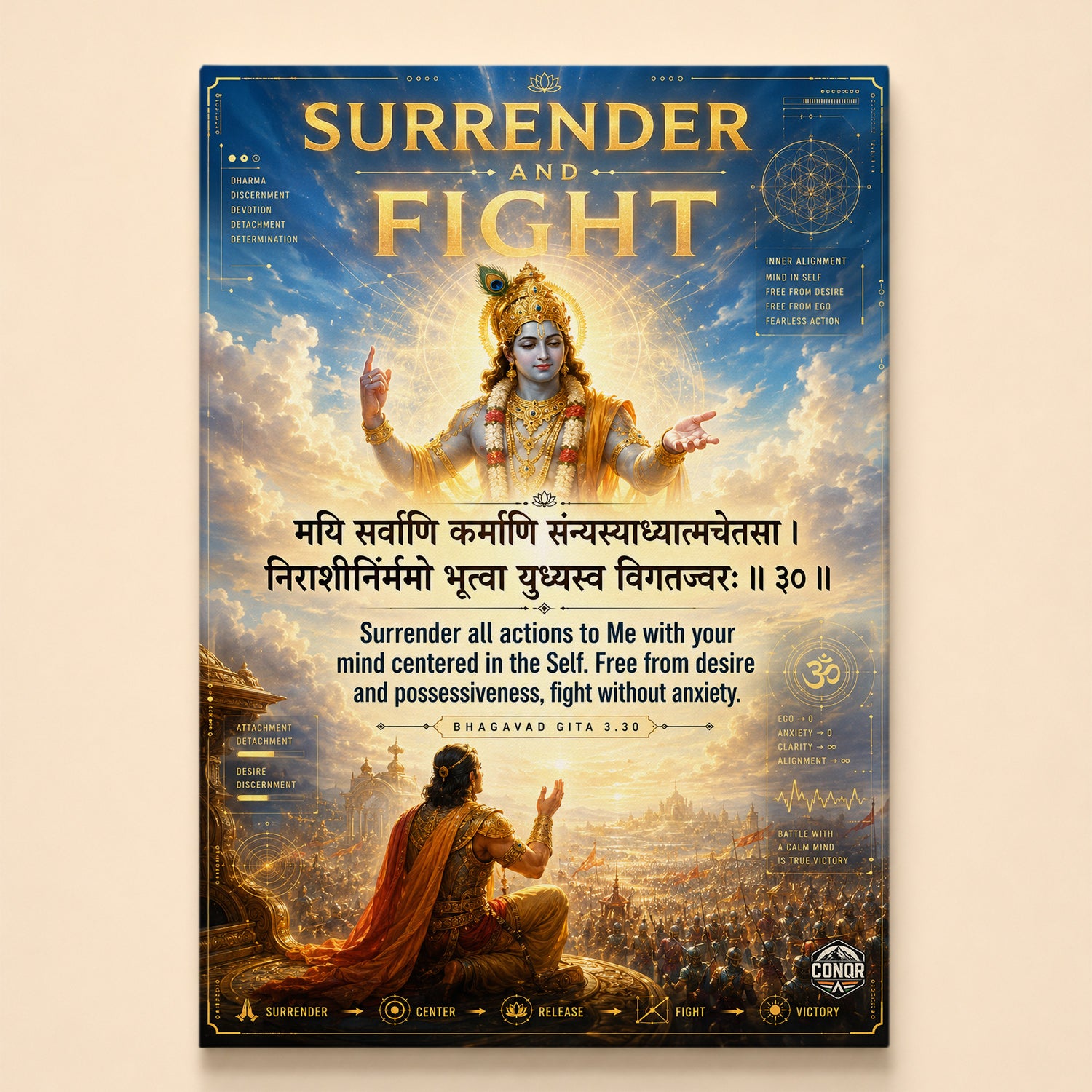 Surrender And Fight Krishna Wall Art (CONQR-SHLK-010)