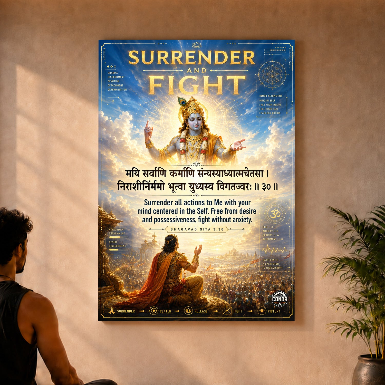 Surrender And Fight Krishna Wall Art (CONQR-SHLK-010)