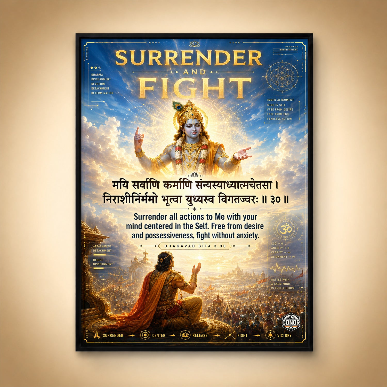 Surrender And Fight Krishna Wall Art (CONQR-SHLK-010)