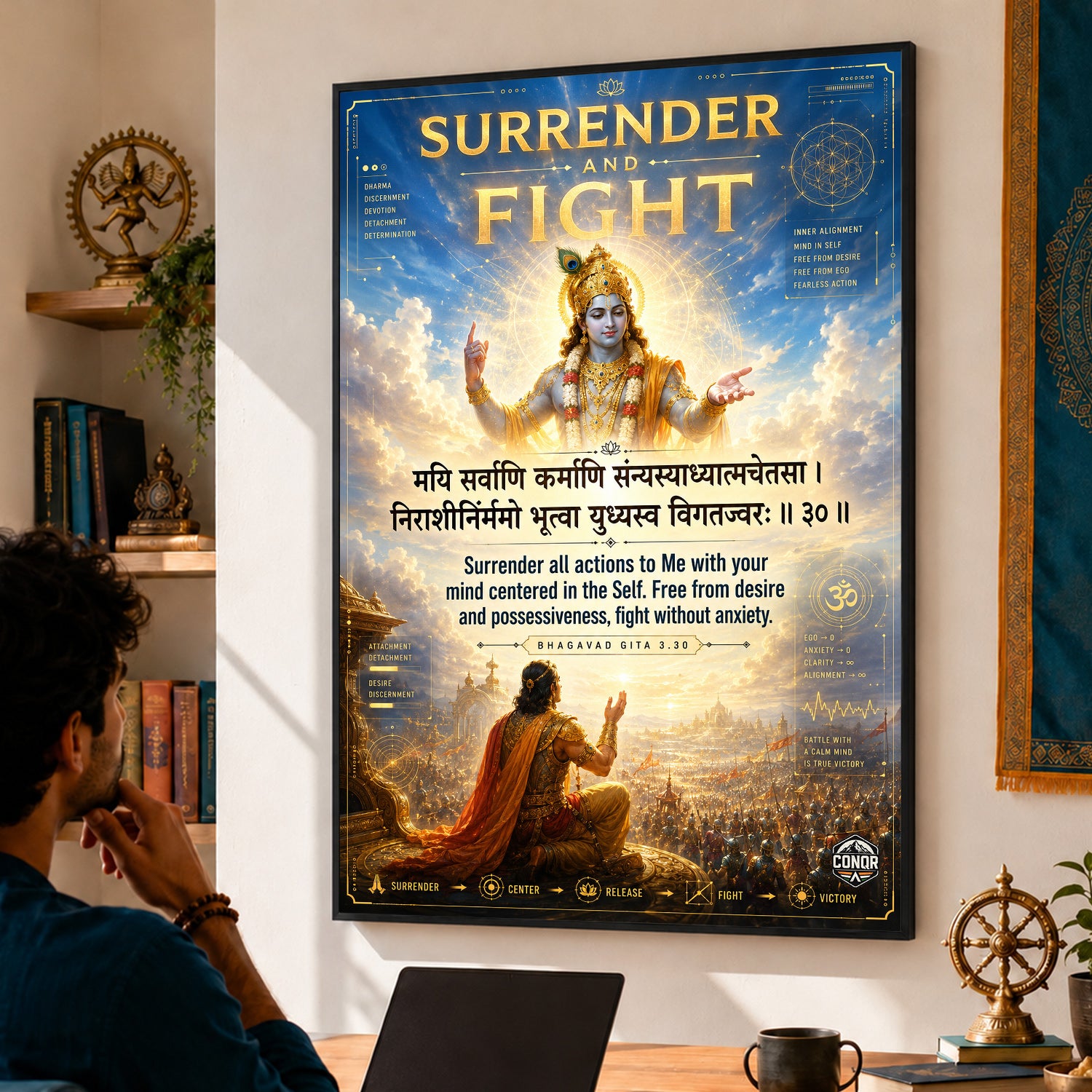 Surrender And Fight Krishna Wall Art (CONQR-SHLK-010)