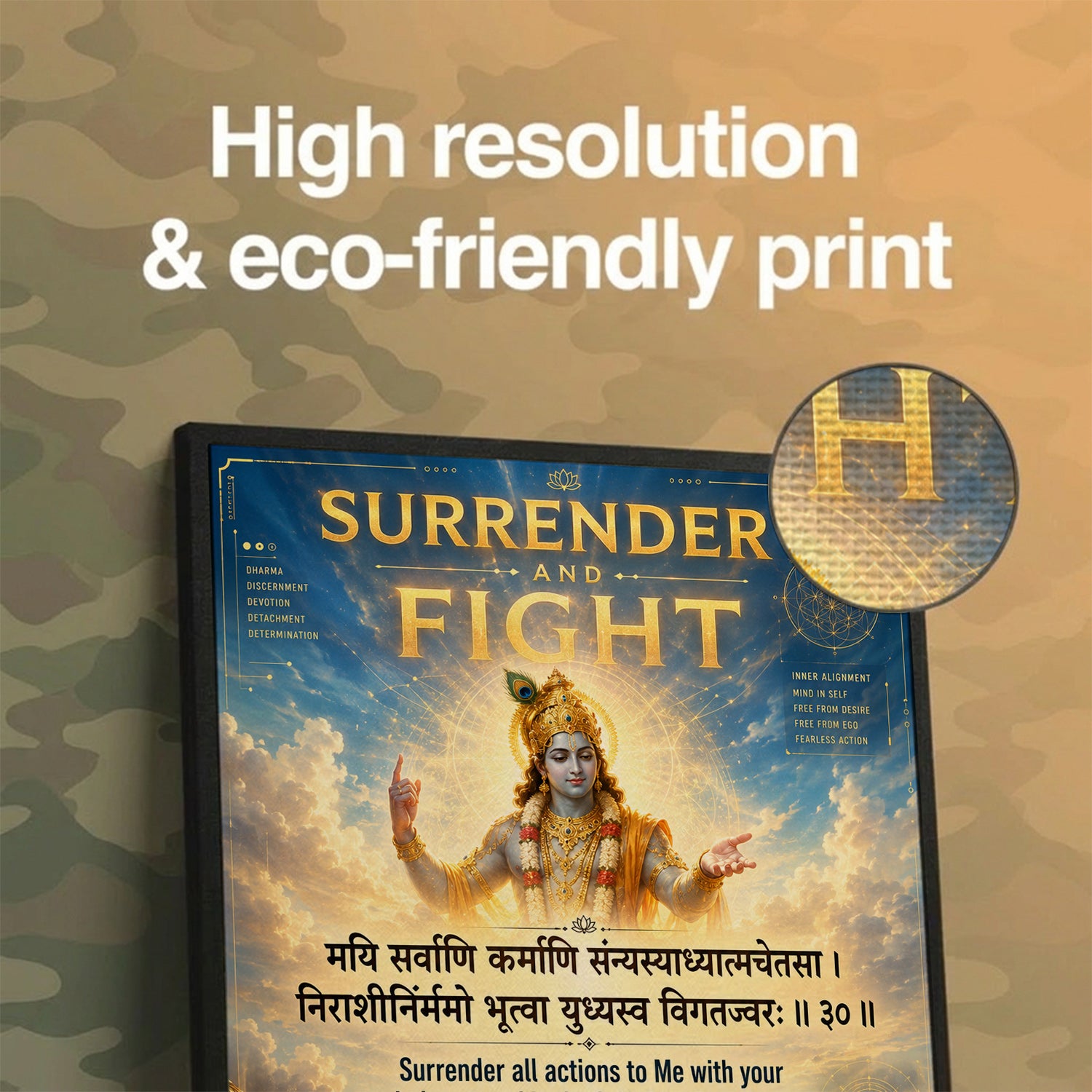 Surrender And Fight Krishna Wall Art (CONQR-SHLK-010)