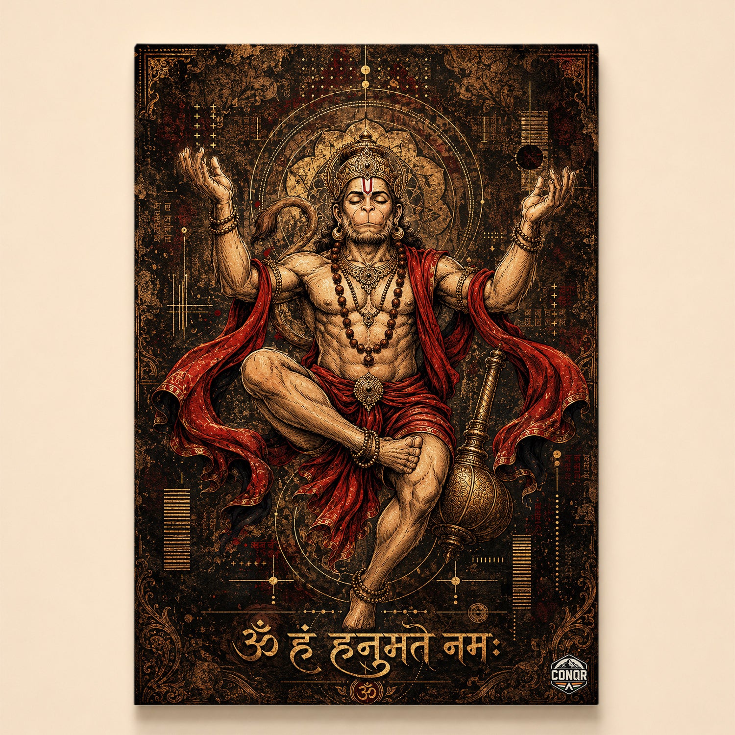 Om Hanumate Namah Meditation - Canvas Wall Art (CONQR_SAN_HAN_04)