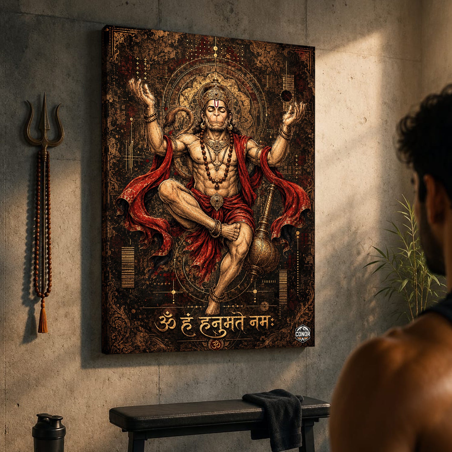 Om Hanumate Namah Meditation - Canvas Wall Art (CONQR_SAN_HAN_04)
