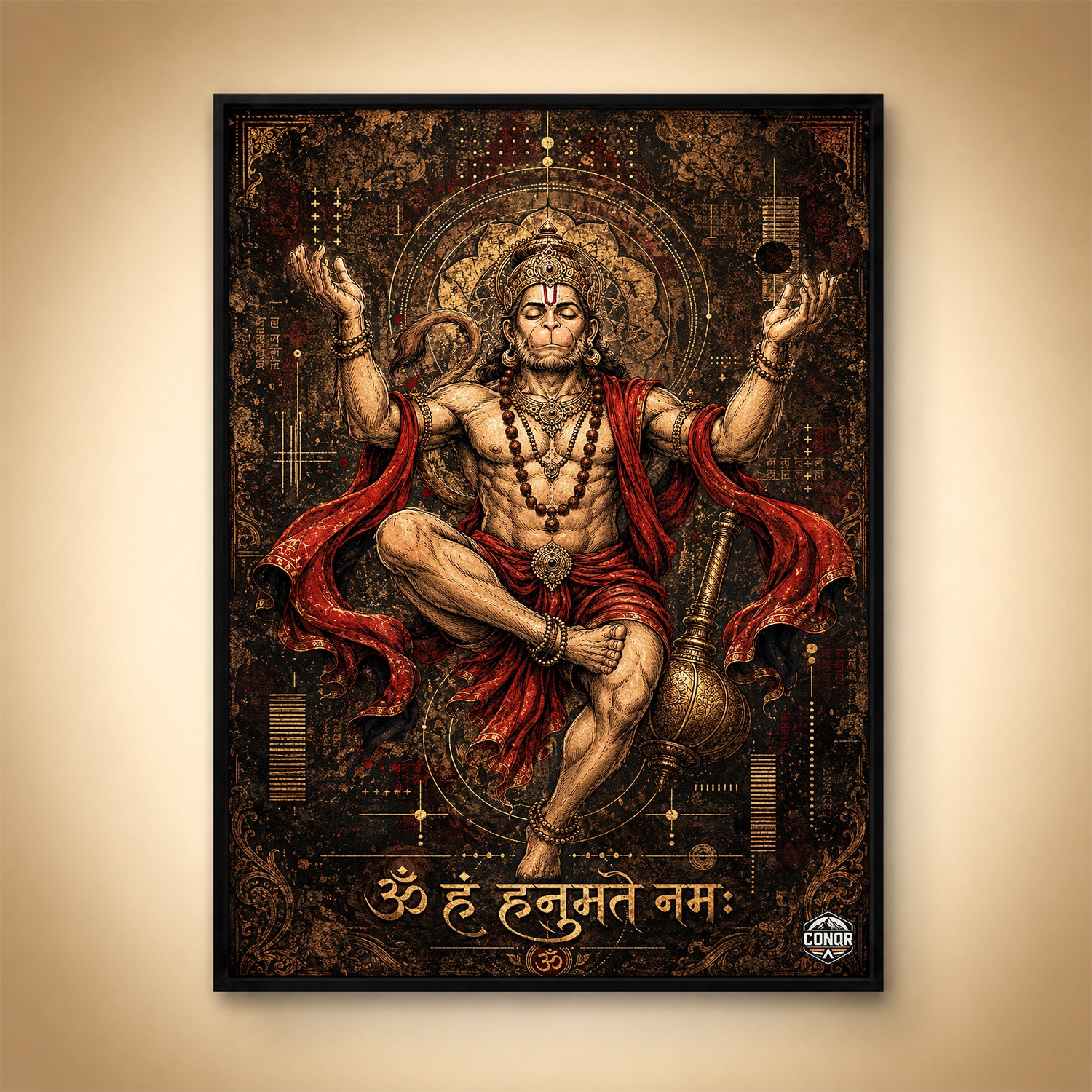 Om Hanumate Namah Meditation - Canvas Wall Art (CONQR_SAN_HAN_04)