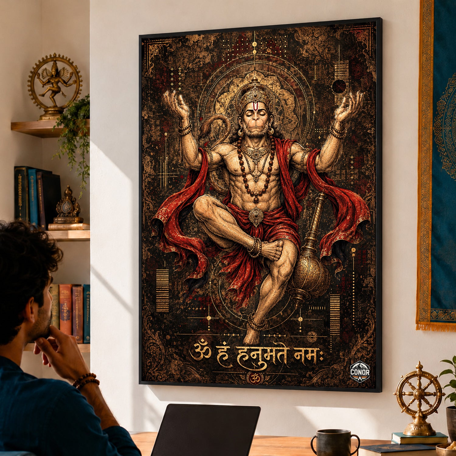 Om Hanumate Namah Meditation - Canvas Wall Art (CONQR_SAN_HAN_04)