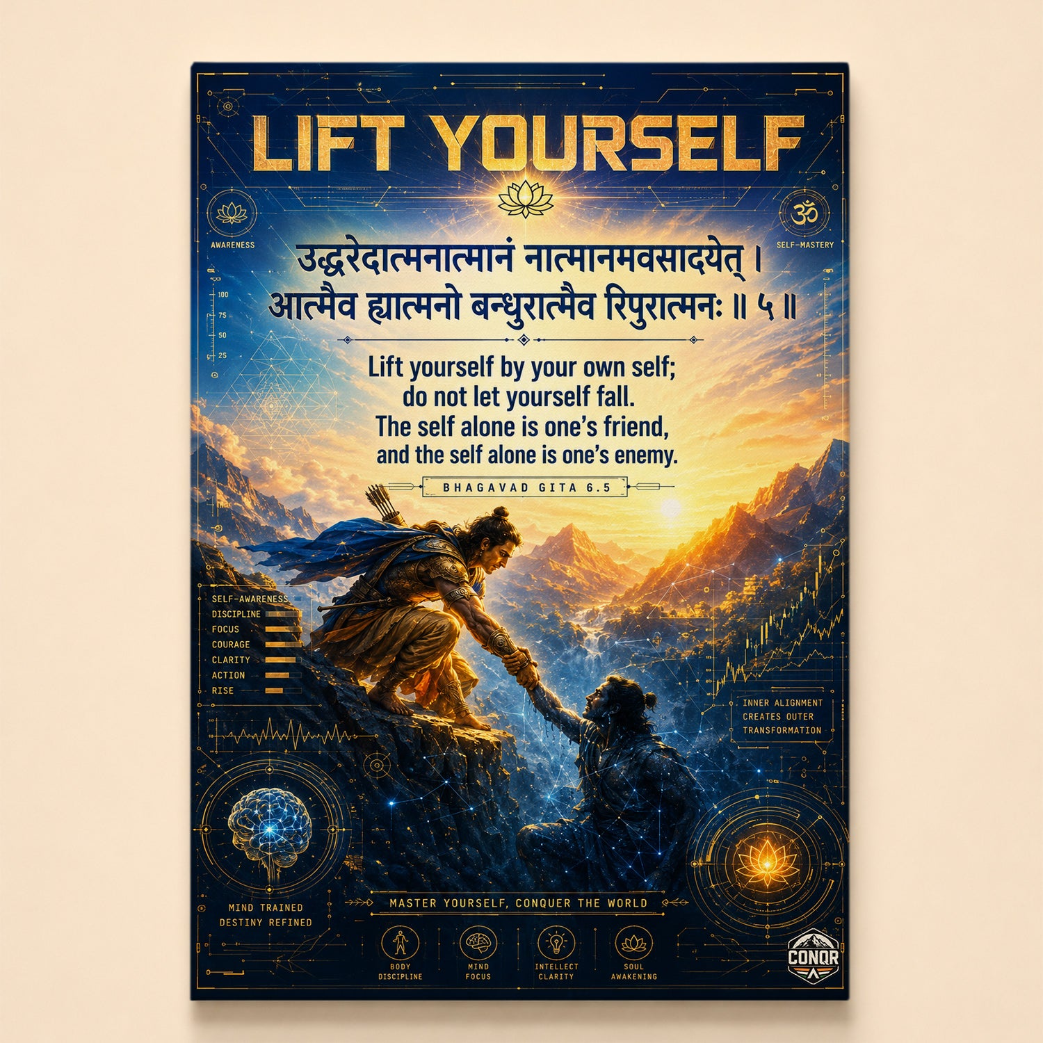Lift Yourself Gita Motivation Wall Art (CONQR-SHLK-013)
