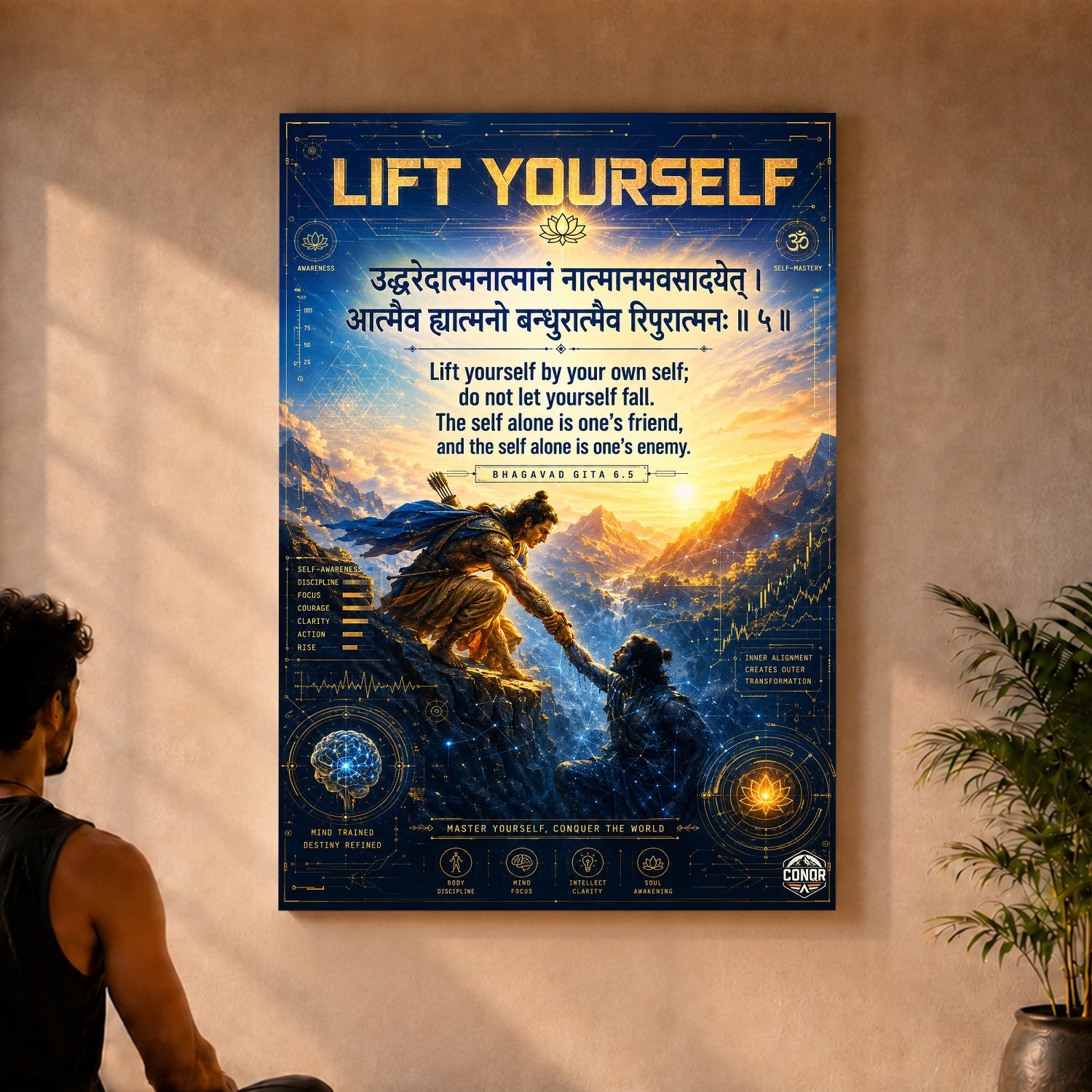 Lift Yourself Gita Motivation Wall Art (CONQR-SHLK-013)