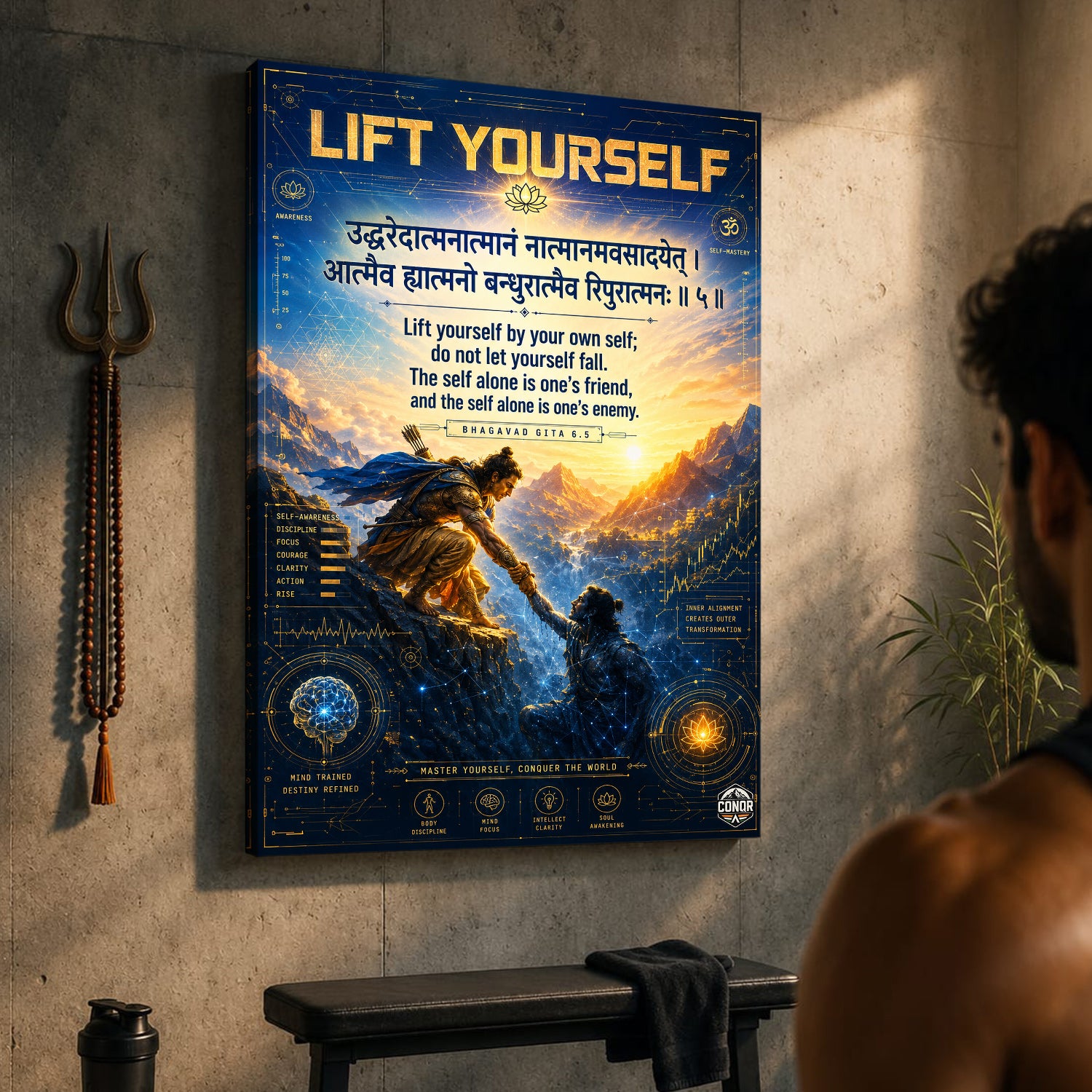 Lift Yourself Gita Motivation Wall Art (CONQR-SHLK-013)