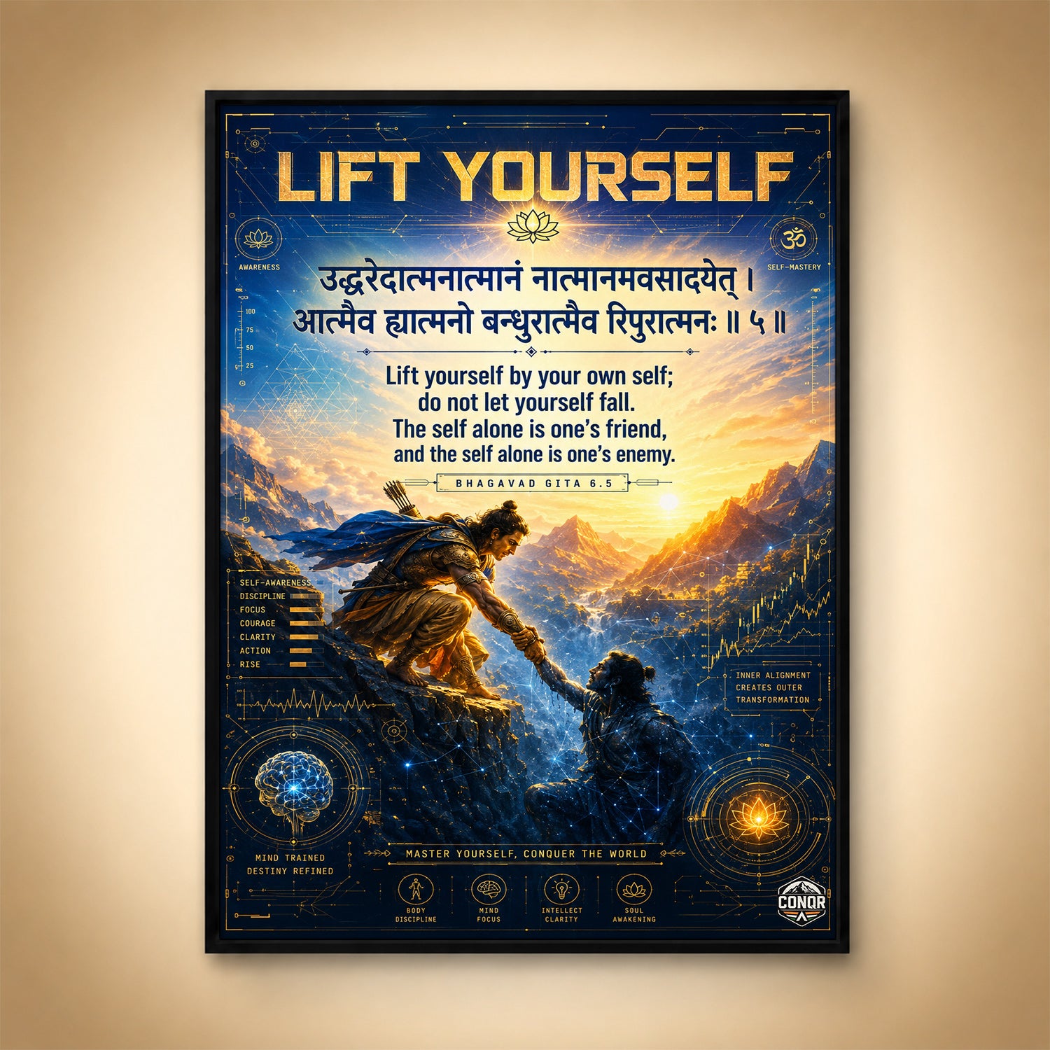 Lift Yourself Gita Motivation Wall Art (CONQR-SHLK-013)
