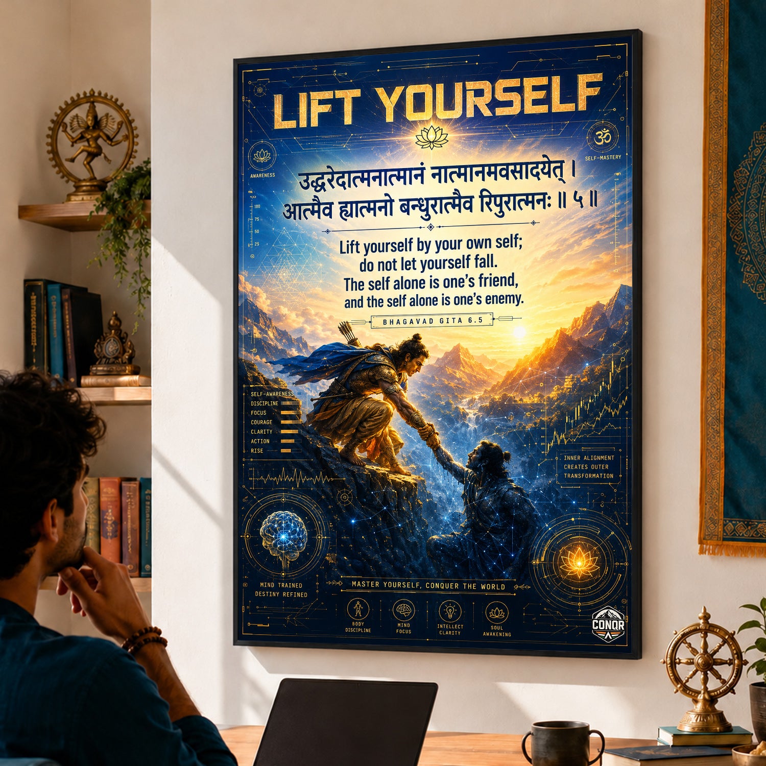 Lift Yourself Gita Motivation Wall Art (CONQR-SHLK-013)