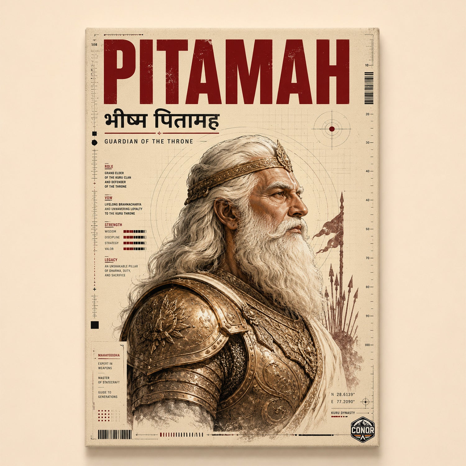 Bhishma Pitamah Guardian - Canvas Wall Art (CONQR_BHISHMA_02)