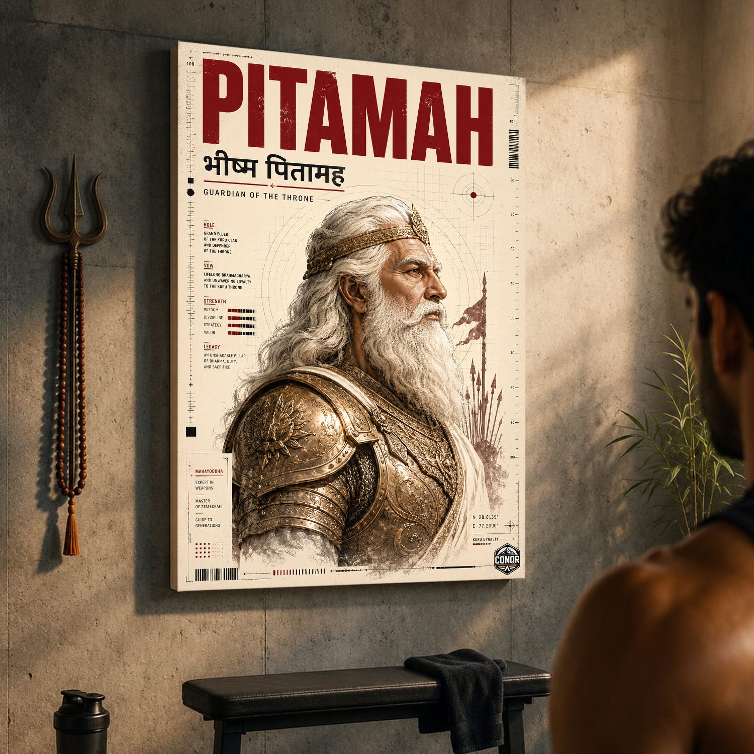 Bhishma Pitamah Guardian - Canvas Wall Art (CONQR_BHISHMA_02)