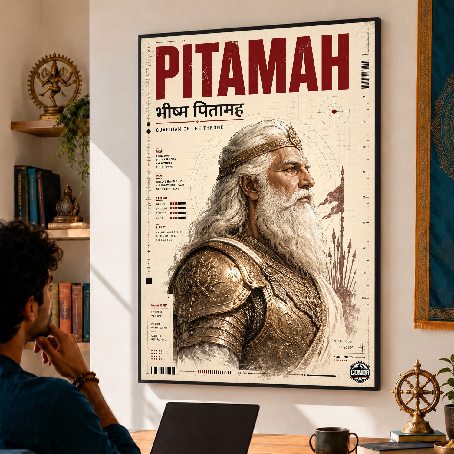 Bhishma Pitamah Guardian - Canvas Wall Art (CONQR_BHISHMA_02)