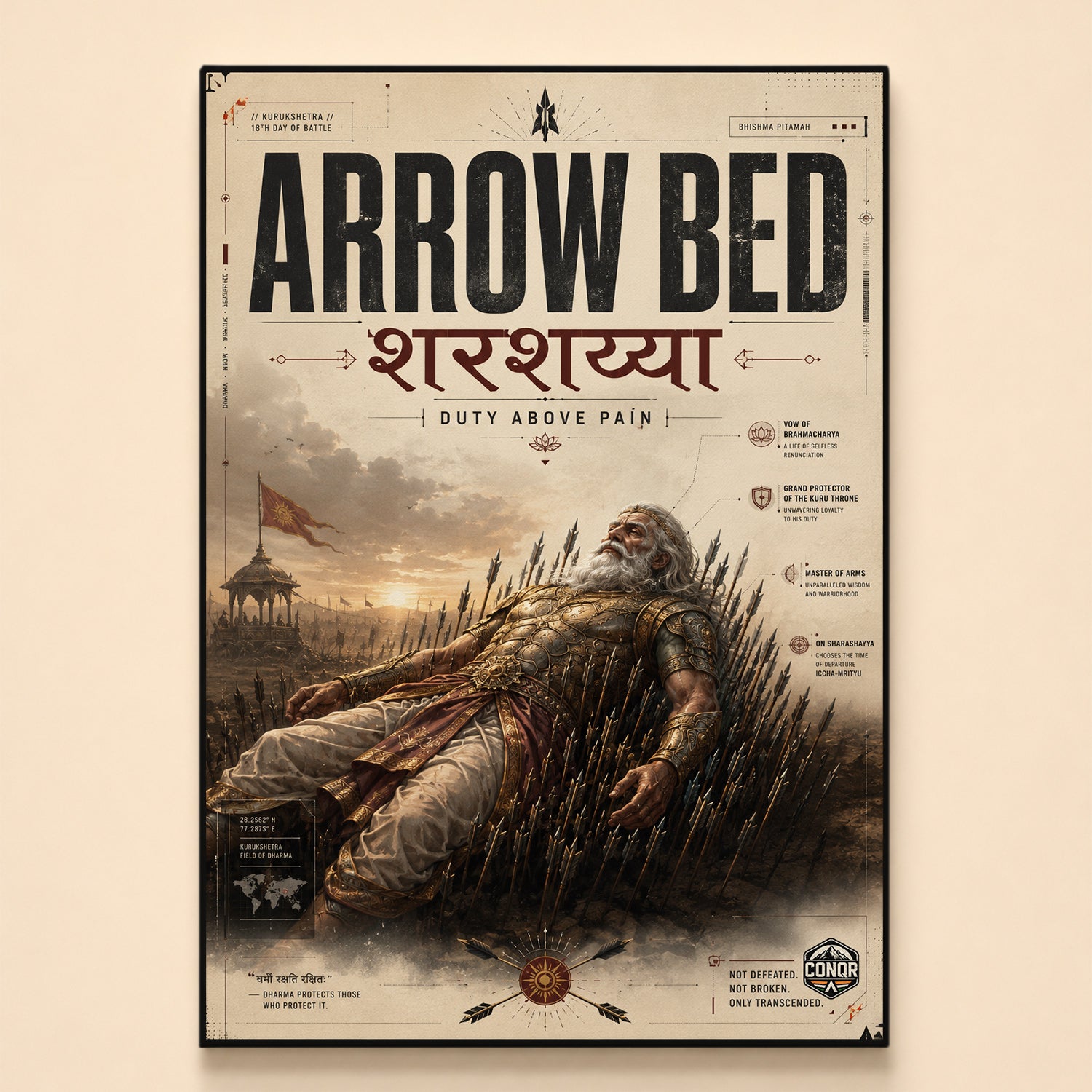 Vintage Bhishma Arrow Bed - Canvas Wall Art (CONQR_BHISHMA_04)