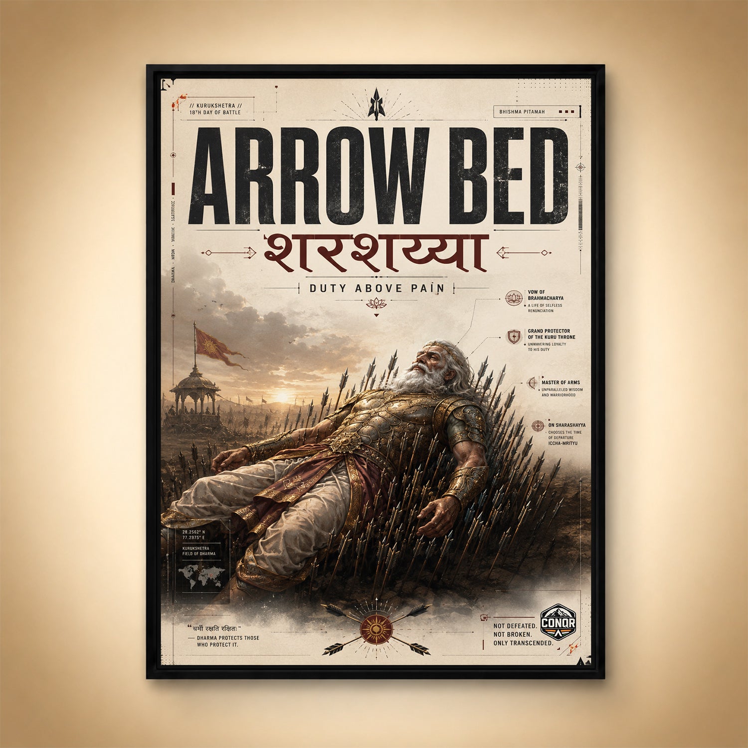 Vintage Bhishma Arrow Bed - Canvas Wall Art (CONQR_BHISHMA_04)