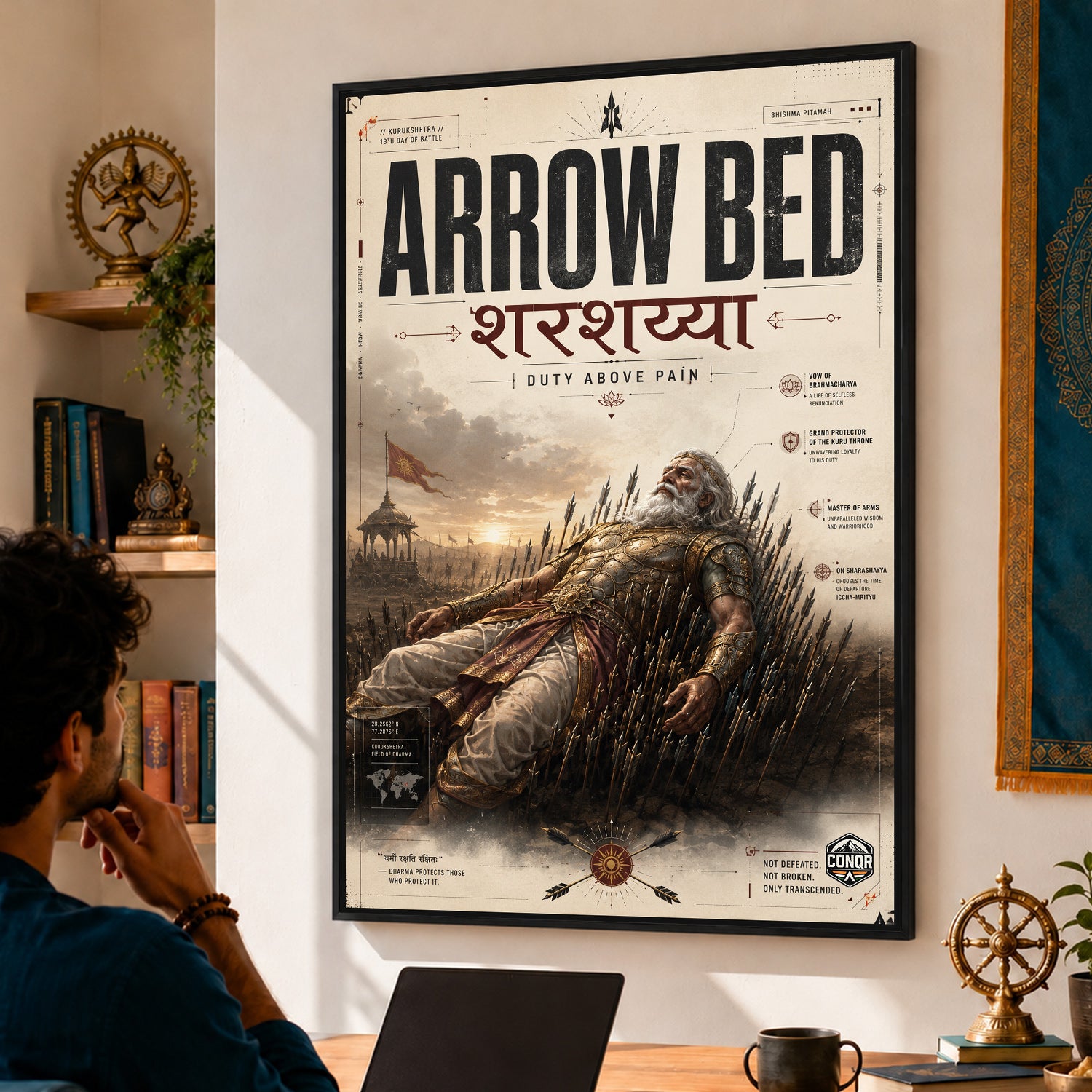 Vintage Bhishma Arrow Bed - Canvas Wall Art (CONQR_BHISHMA_04)