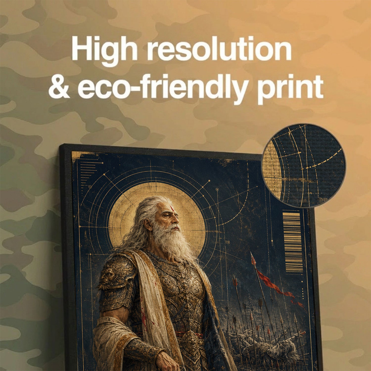 Vintage Bhishma Iccha Mrityu - Canvas Wall Art (CONQR_BHISHMA_05)