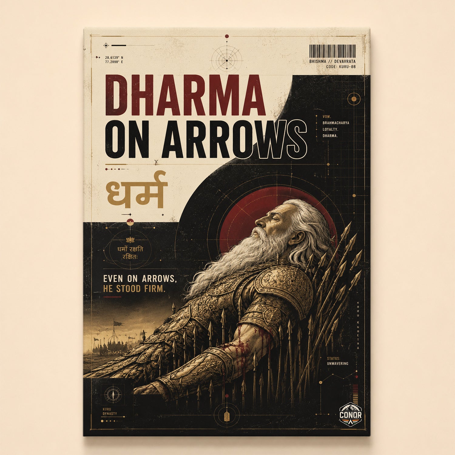Dharma On Arrows - Canvas Wall Art (CONQR_BHISHMA_07)