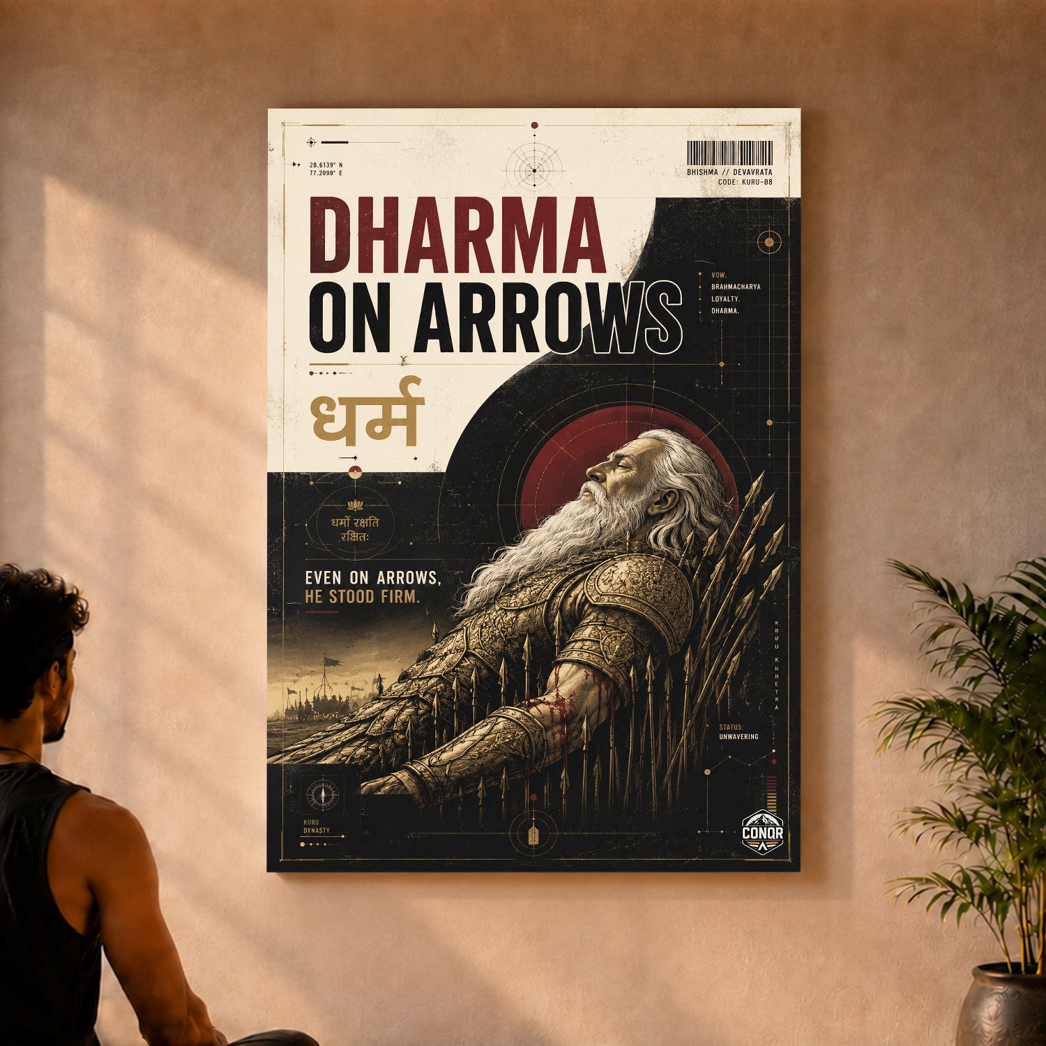 Dharma On Arrows - Canvas Wall Art (CONQR_BHISHMA_07)