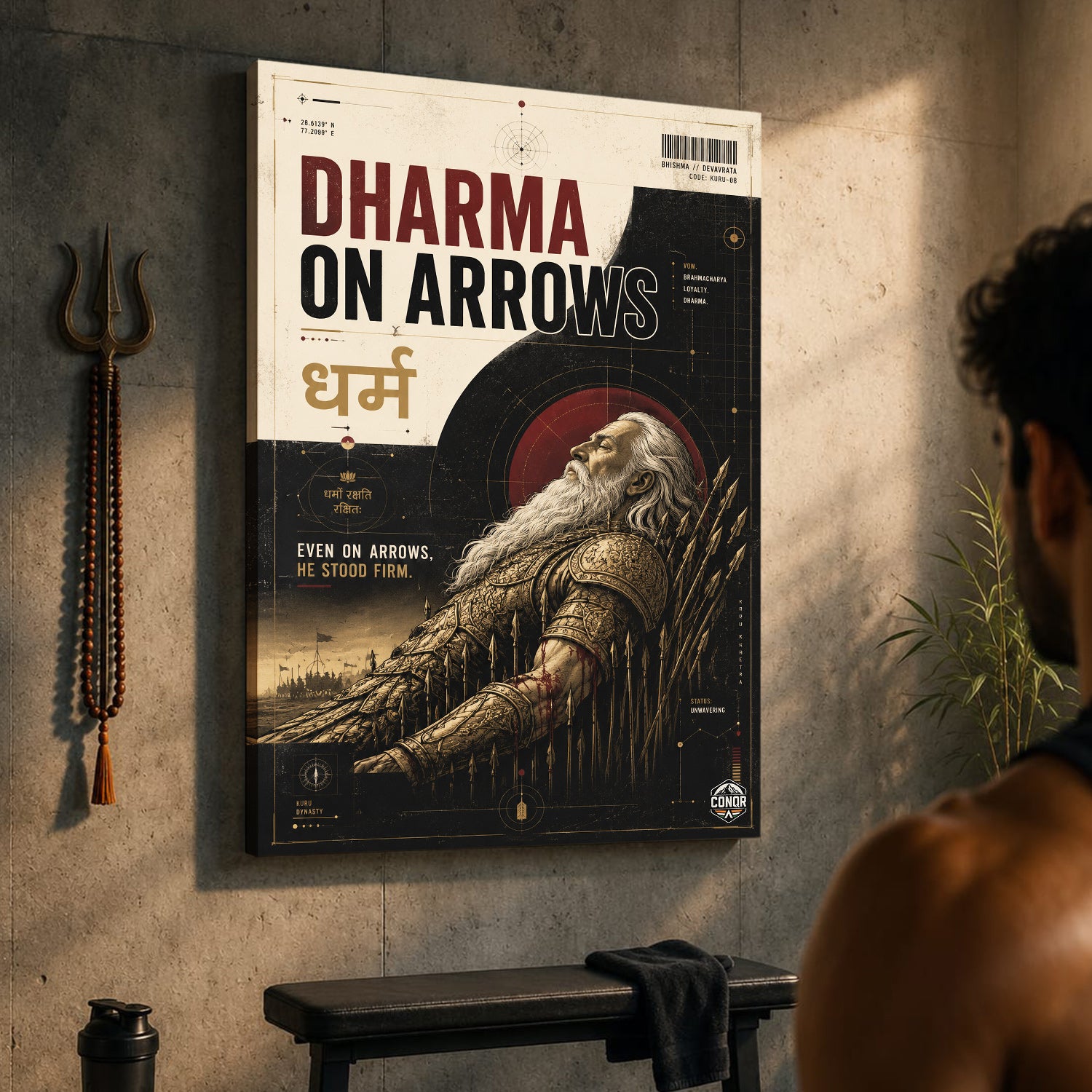 Dharma On Arrows - Canvas Wall Art (CONQR_BHISHMA_07)