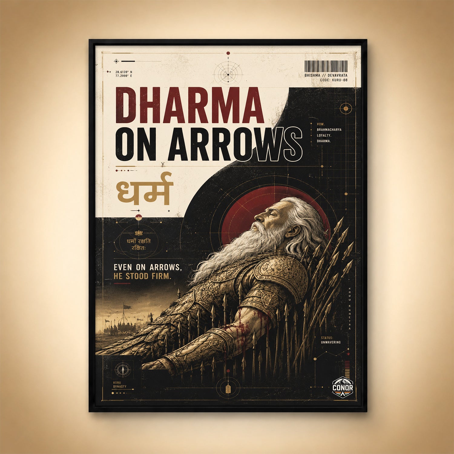 Dharma On Arrows - Canvas Wall Art (CONQR_BHISHMA_07)