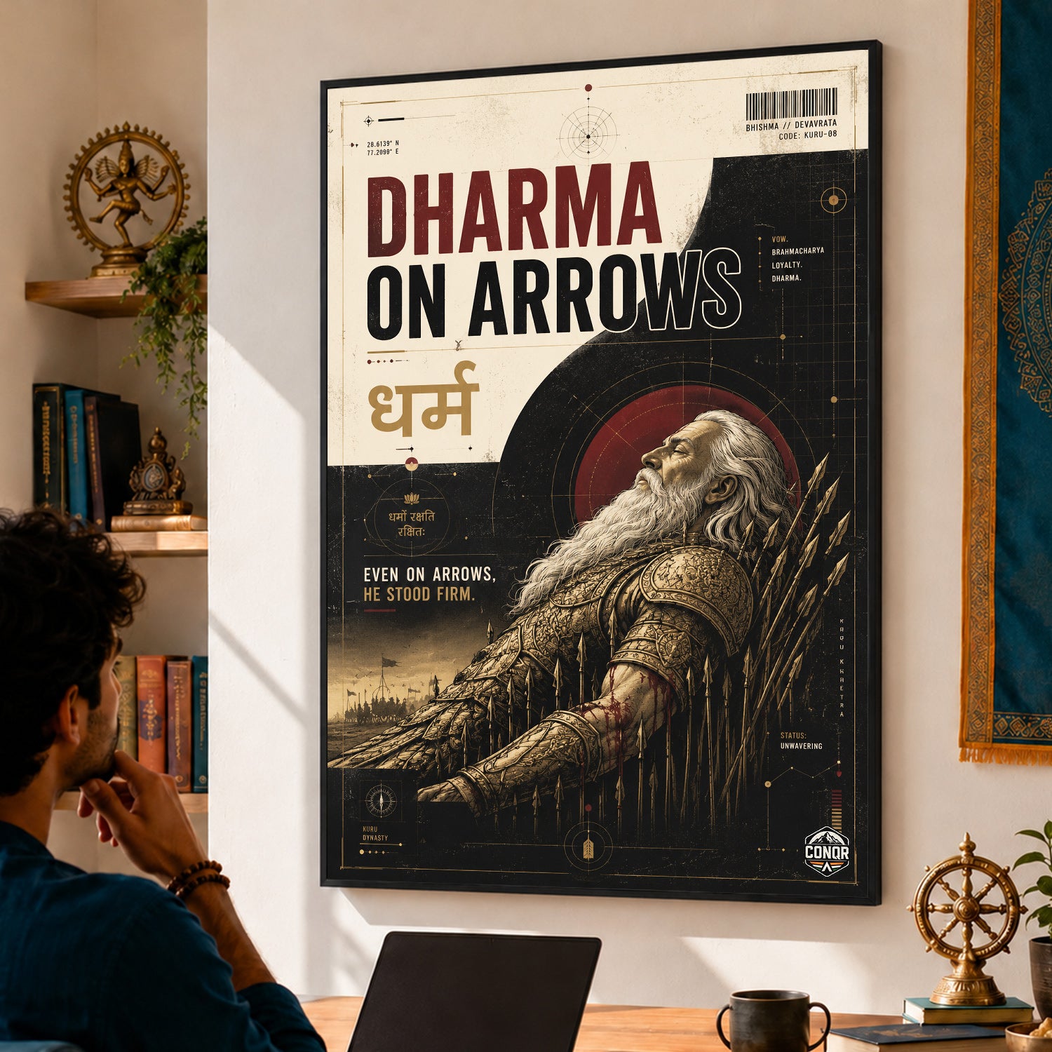 Dharma On Arrows - Canvas Wall Art (CONQR_BHISHMA_07)