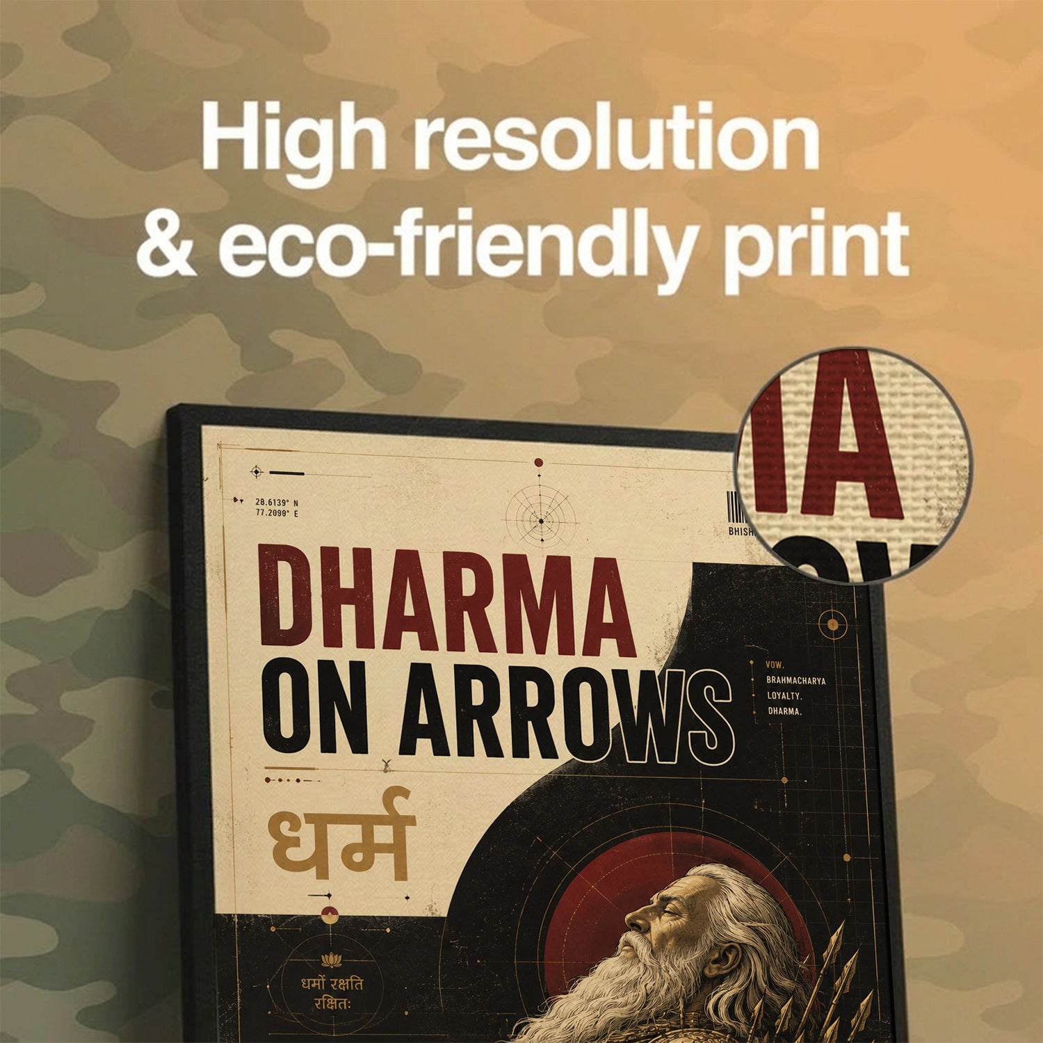 Dharma On Arrows - Canvas Wall Art (CONQR_BHISHMA_07)