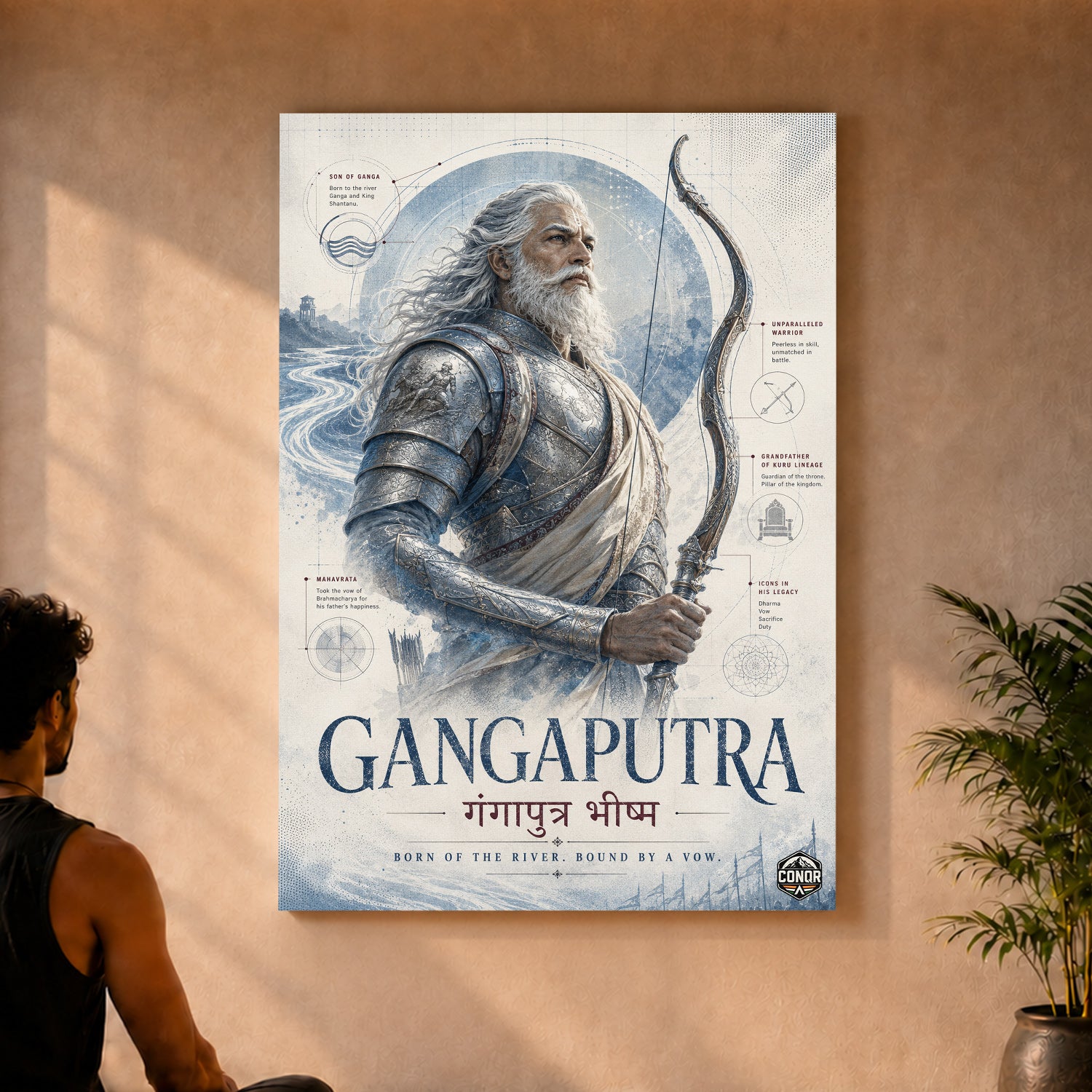 Gangaputra Bhishma - Canvas Wall Art (CONQR_BHISHMA_08)