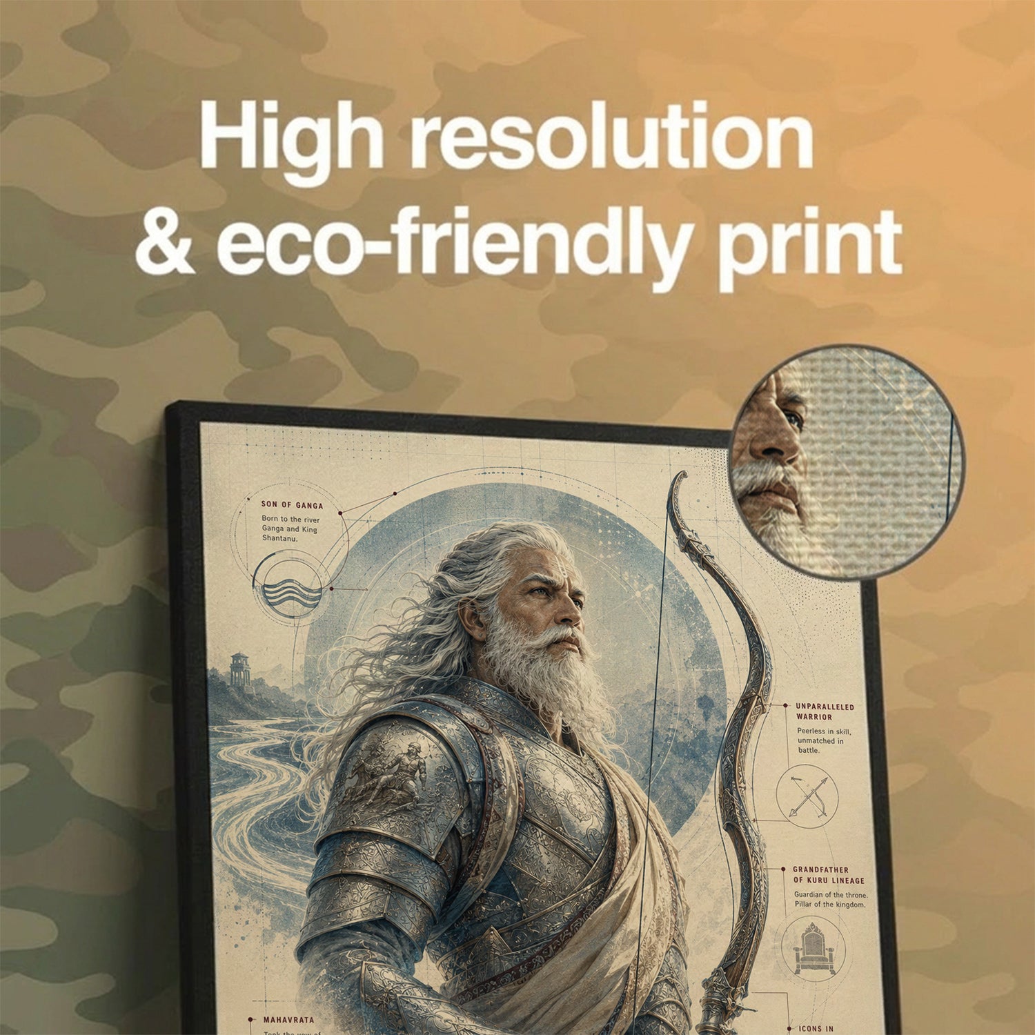 Gangaputra Bhishma - Canvas Wall Art (CONQR_BHISHMA_08)