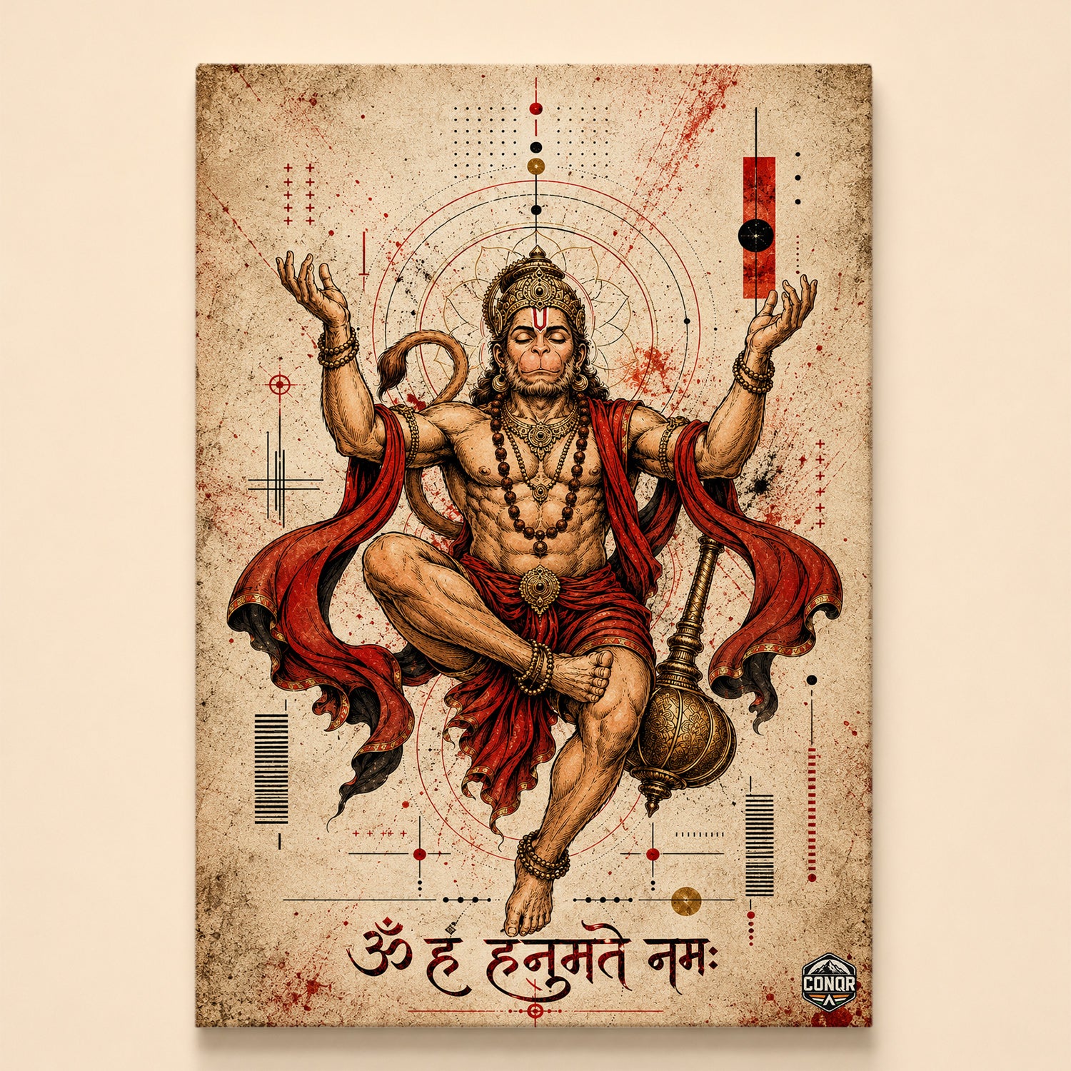 Hanuman Sacred Geometry - Canvas Wall Art (CONQR_SAN_HAN_05)