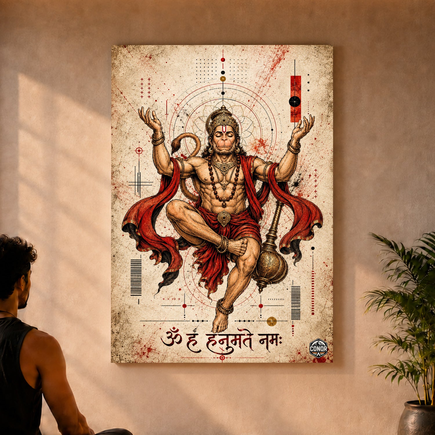 Hanuman Sacred Geometry - Canvas Wall Art (CONQR_SAN_HAN_05)