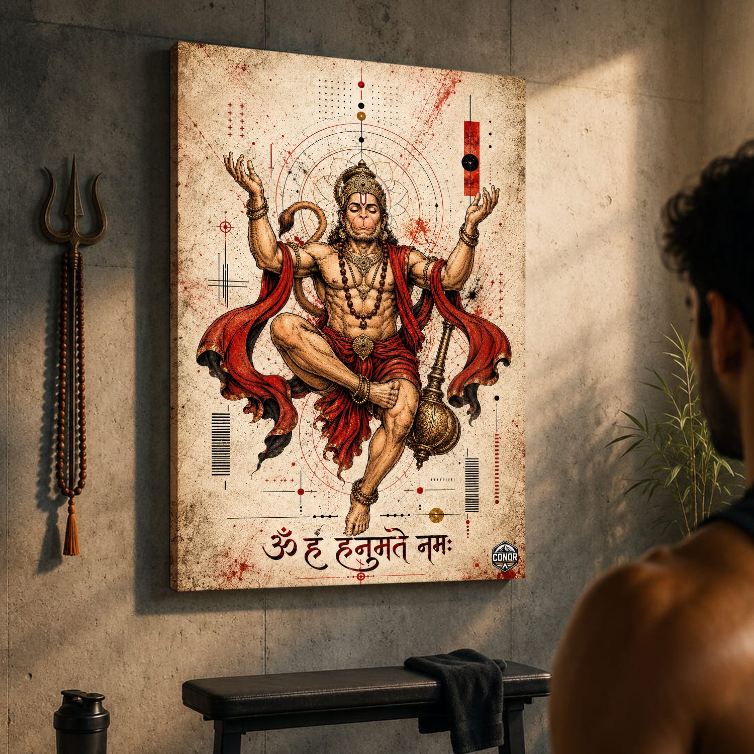 Hanuman Sacred Geometry - Canvas Wall Art (CONQR_SAN_HAN_05)