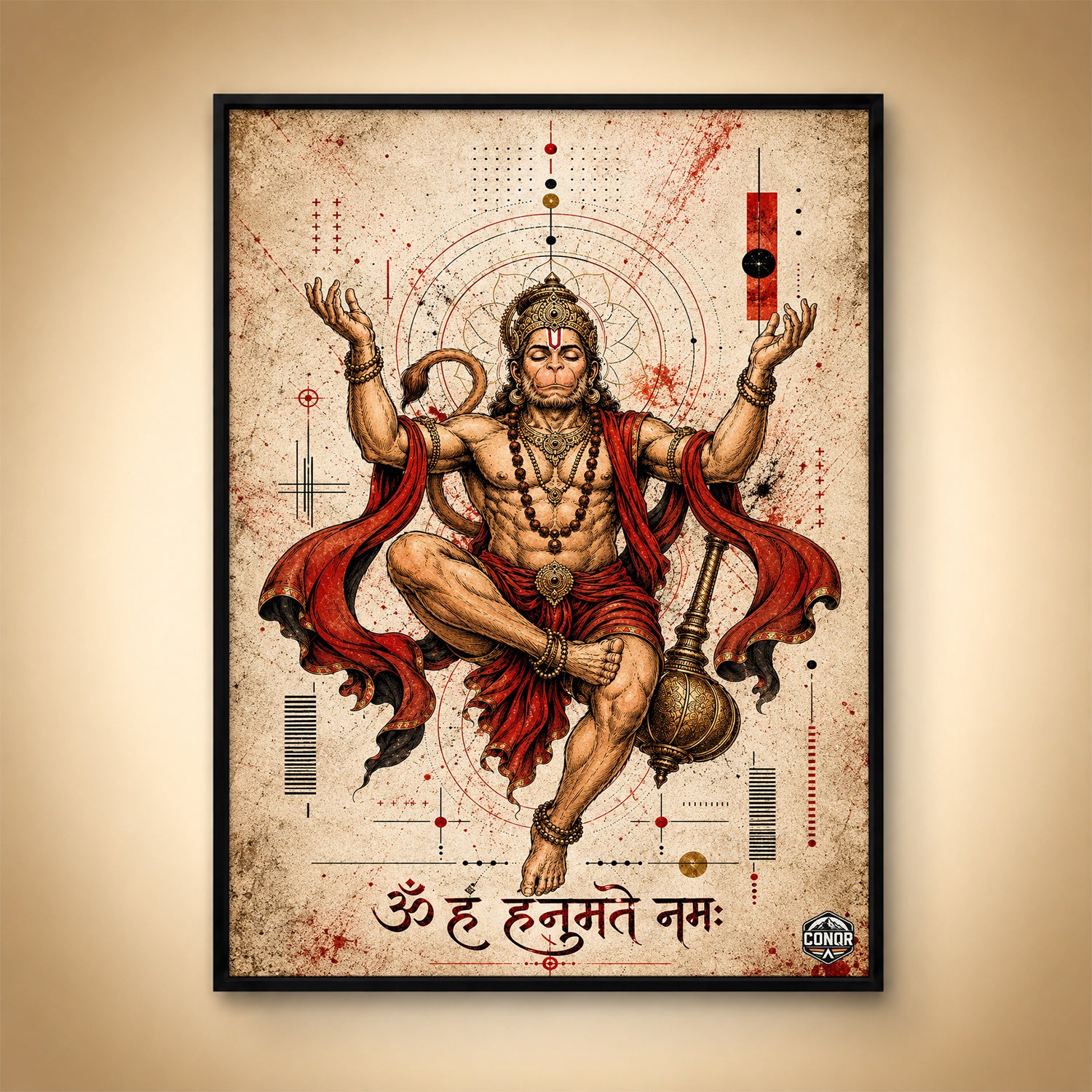 Hanuman Sacred Geometry - Canvas Wall Art (CONQR_SAN_HAN_05)