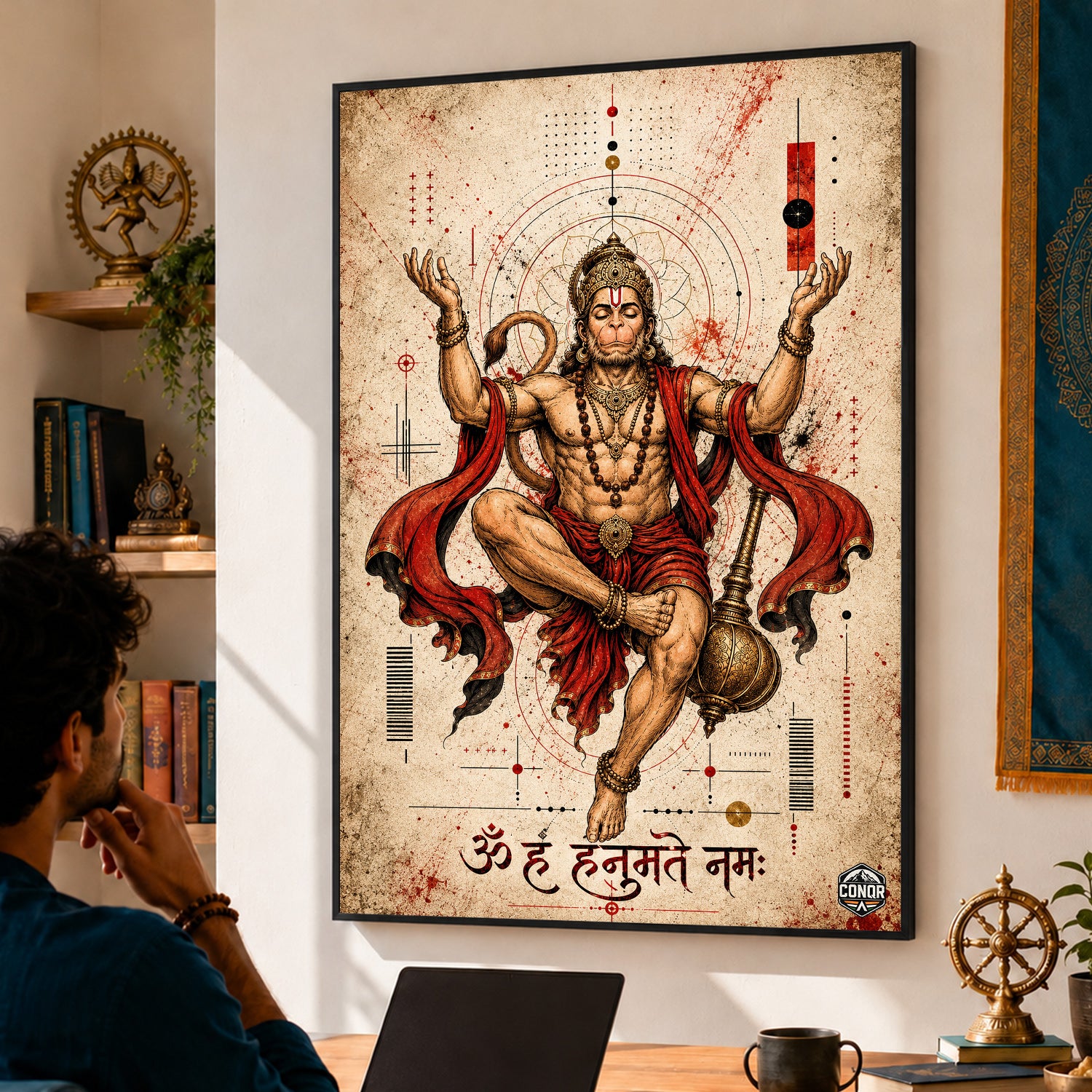 Hanuman Sacred Geometry - Canvas Wall Art (CONQR_SAN_HAN_05)