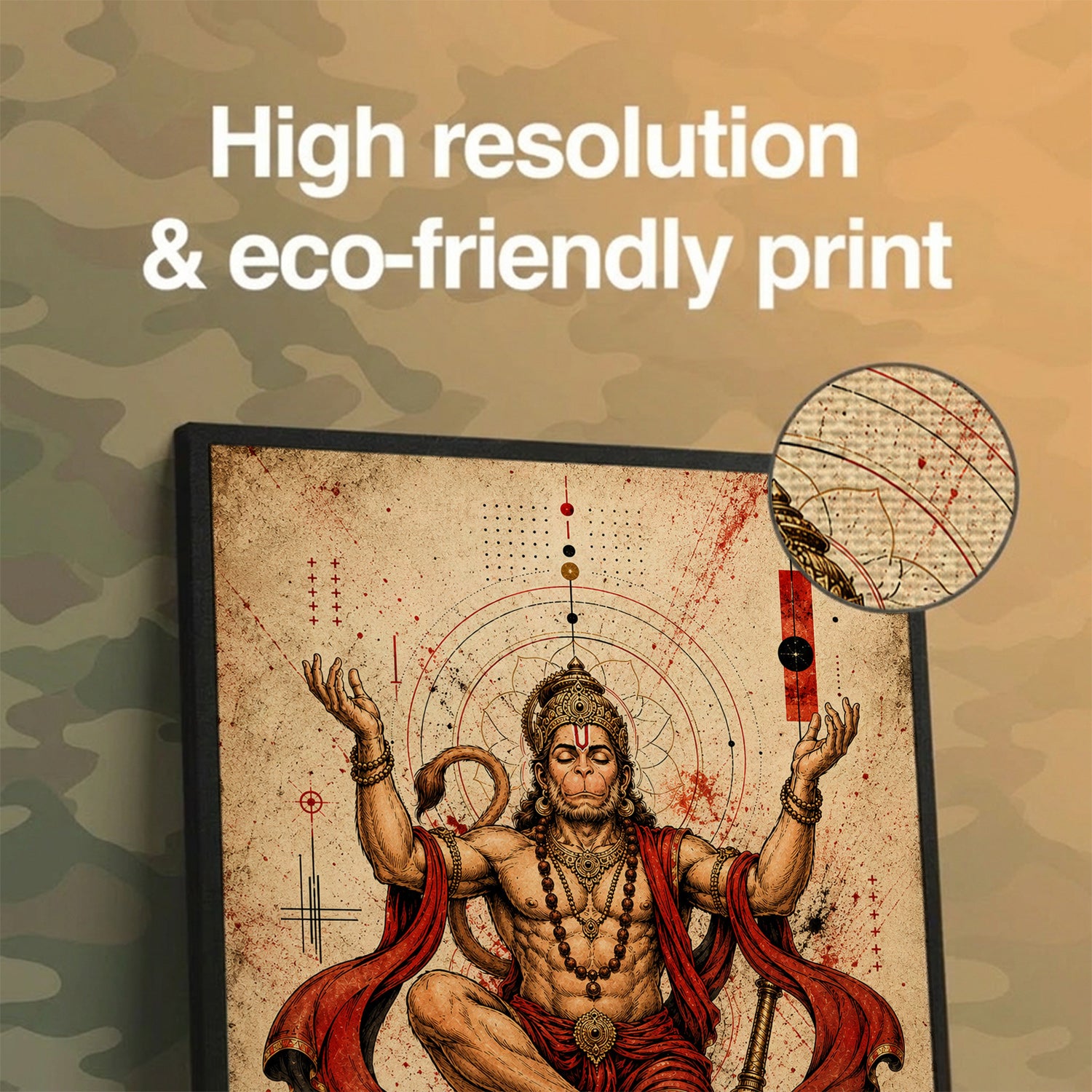 Hanuman Sacred Geometry - Canvas Wall Art (CONQR_SAN_HAN_05)