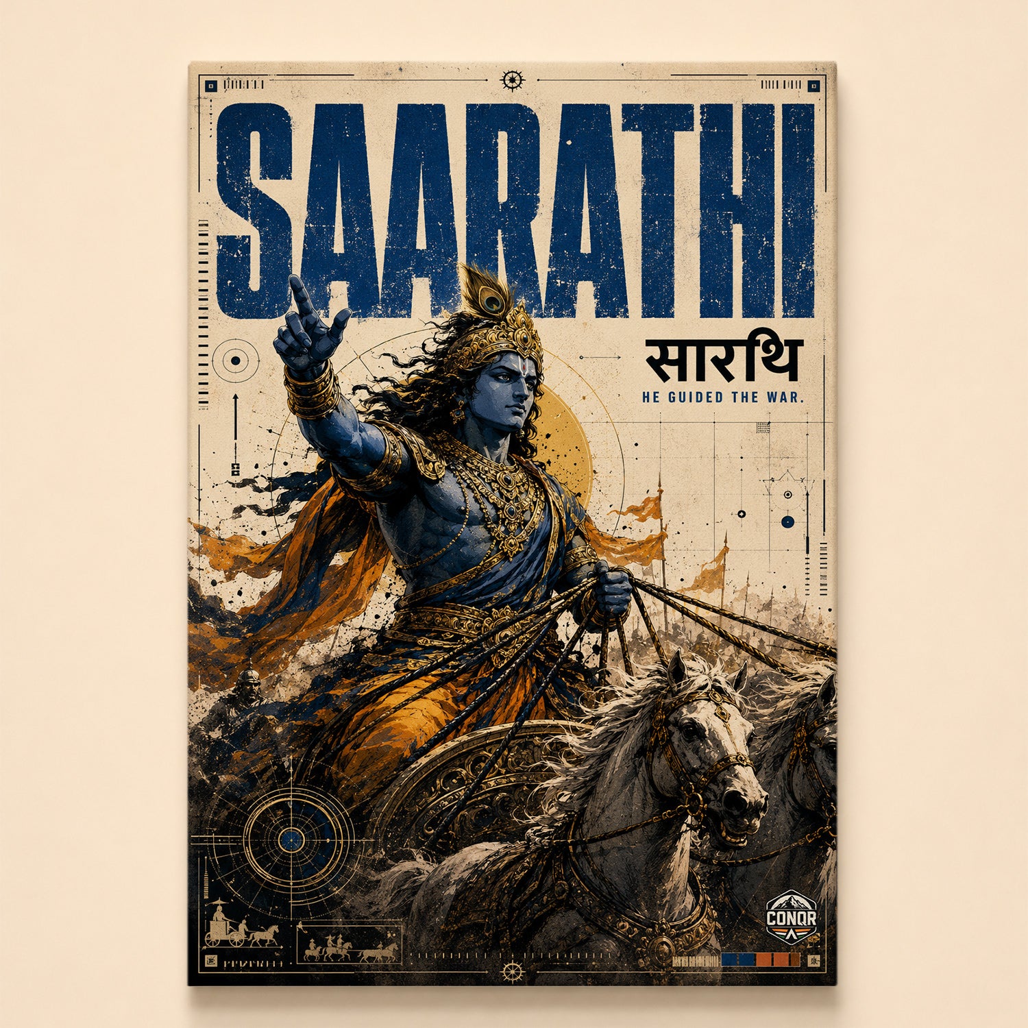 Saarathi Krishna - Canvas Wall Art (CONQR_KRISHNA_003)